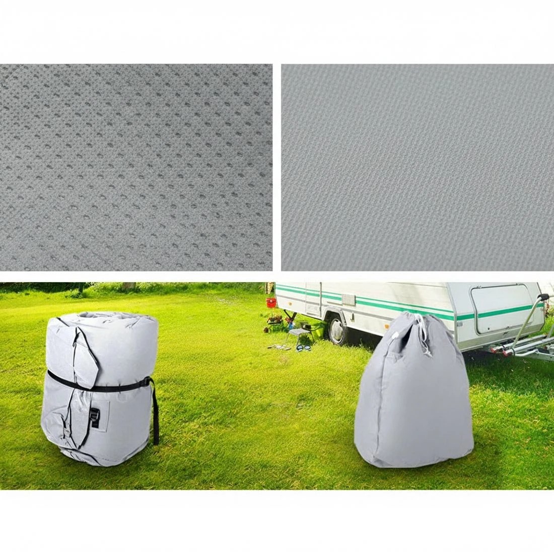 2 Weisshorn 16-18ft Caravan Cover Campervan 4 Layer Heavy Duty UV Carry bag - Grey, 2 of 6