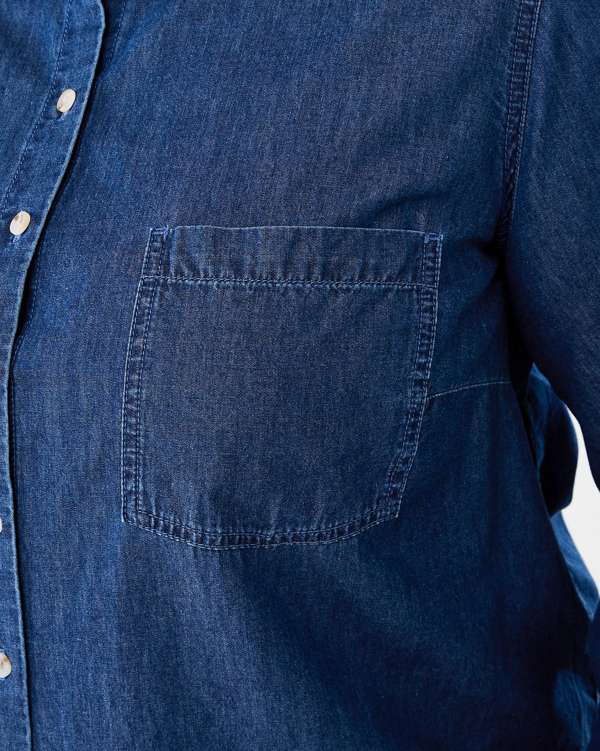 8 Curve Long Sleeve Denim Shirt Mid Wash, 8 of 9