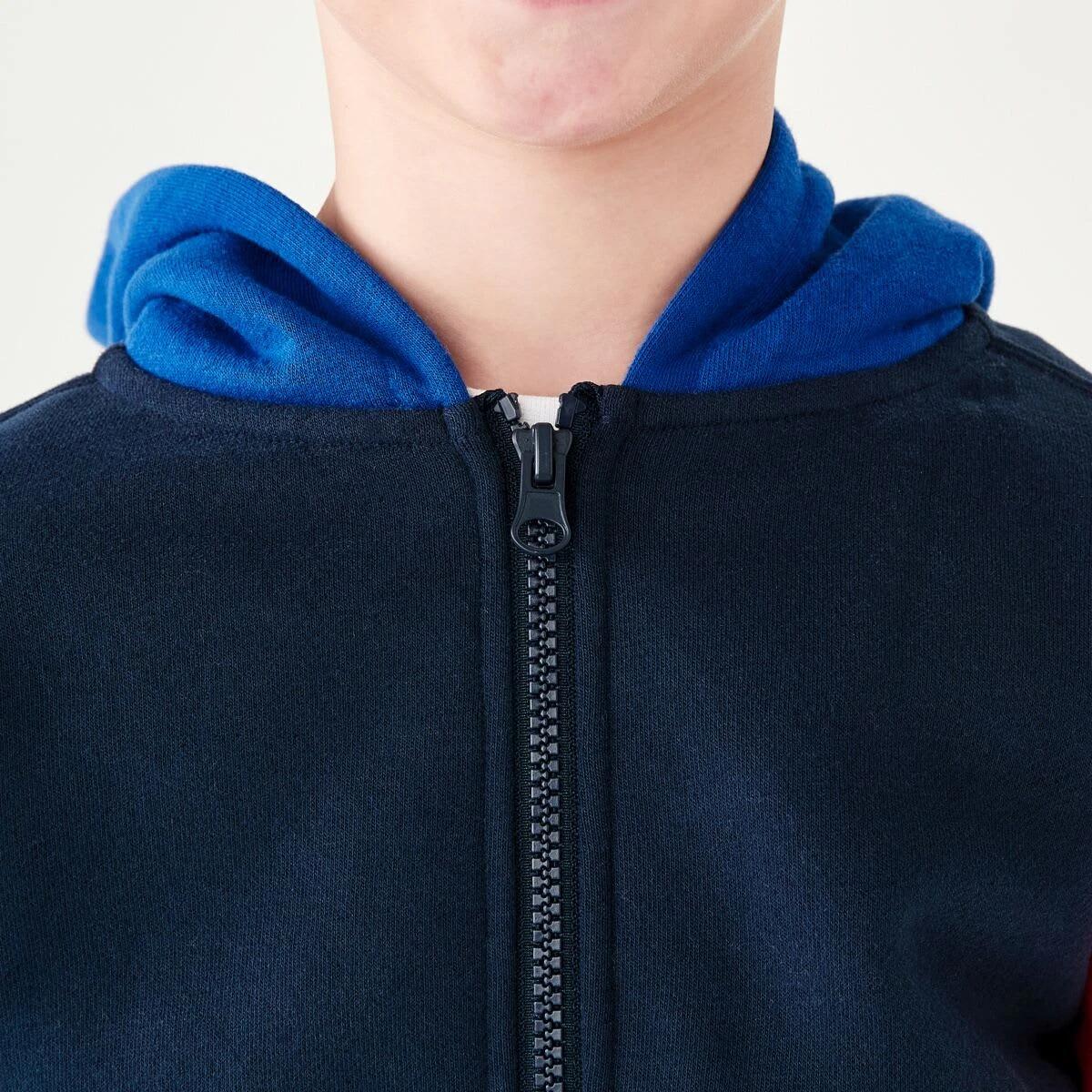 5 Colour Block Zip Front Hoodie Dress Navy, 5 of 10