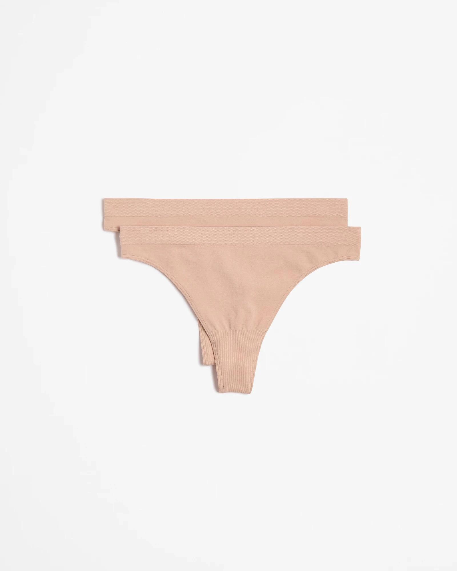 1 Target Australian Cotton Blend 2 Pack Seamfree G-String Briefs LATTE, 1 of 3