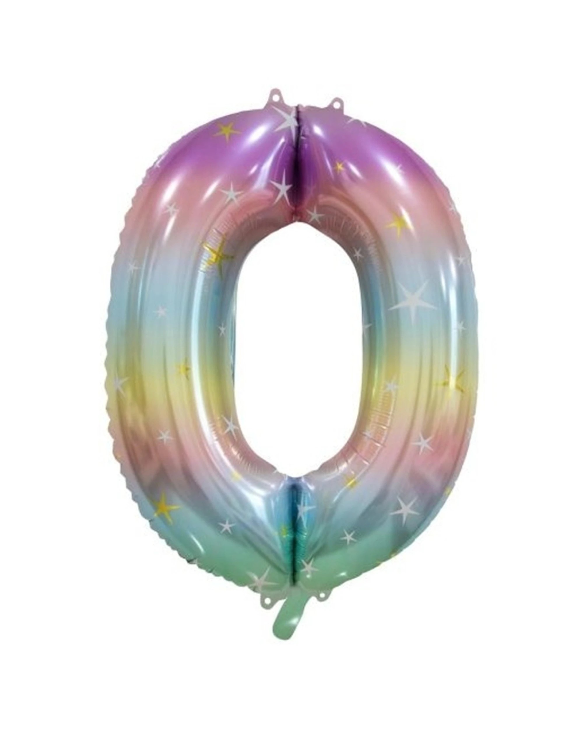 1 Alpen Decrotex Foil Balloon Number 0 Party Decoration 34 Inches Pastel Rainbow - Multi, 1 of 1