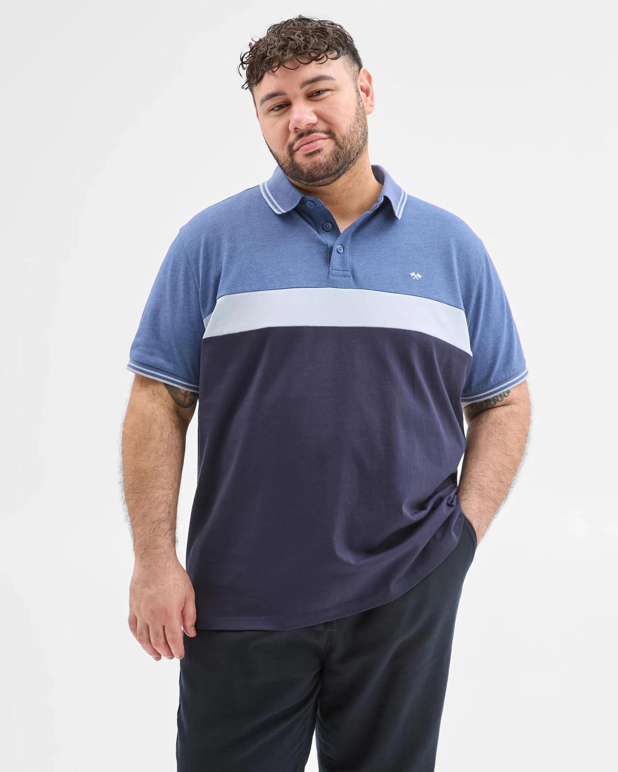 4 Target Man Plus Plus Size Australian Cotton Block Polo Top NAVY, 4 of 6