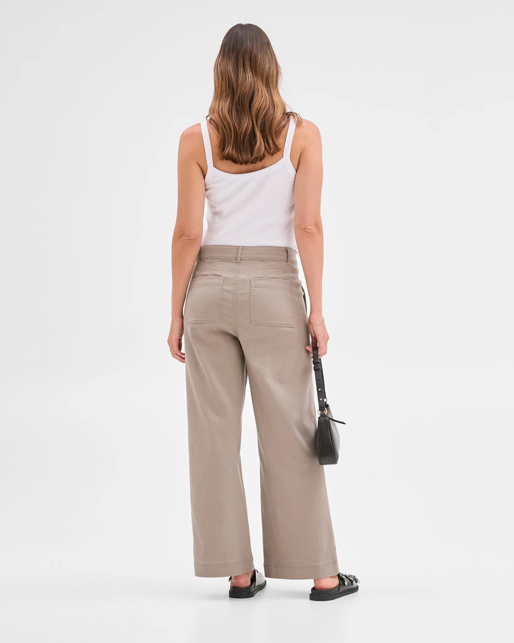 4 Target Woman Australian Cotton Blend Stretch Twill Wide Leg Pants SMOKEY TAUPE, 4 of 7