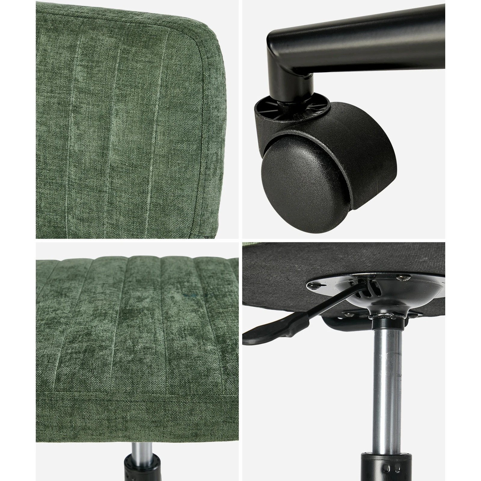 5 Oikiture Mid Back Armless Office Chair Swivel Computer Seat Polyester - Green, 5 of 7
