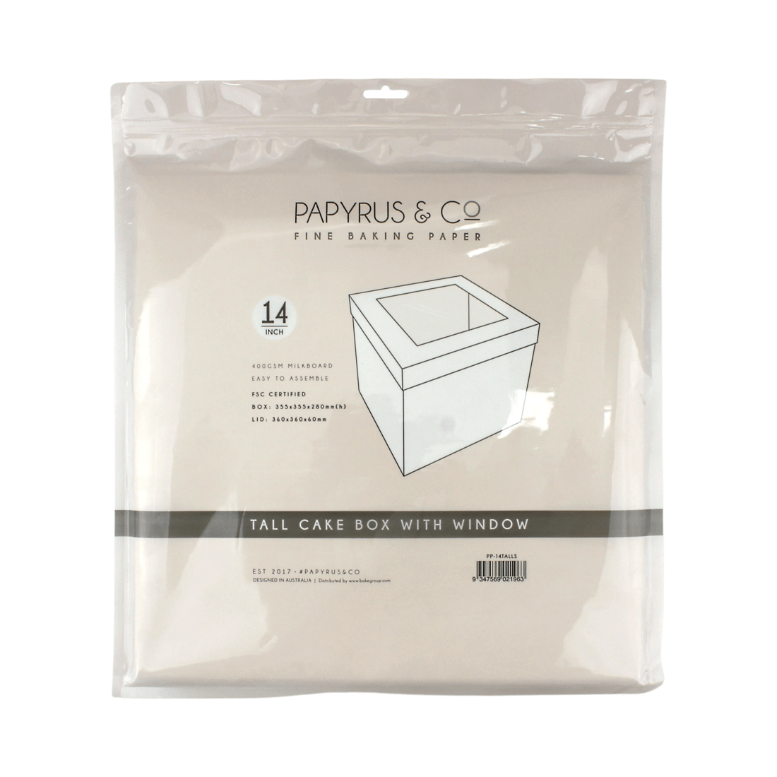 3 Papyrus & Co Papyrus & Co Tall White Cake Box With Window 35.5cm, 3 of 3