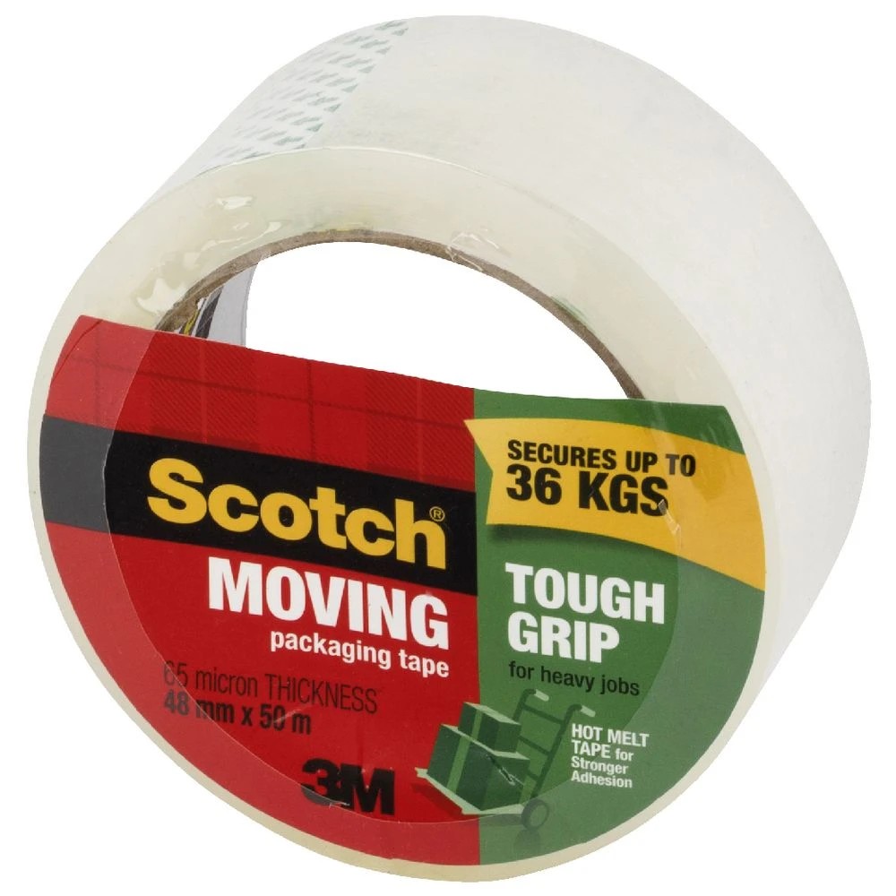 2 Scotch Tough Grip Moving Tape 48mm x 50m Clear, 2 of 3