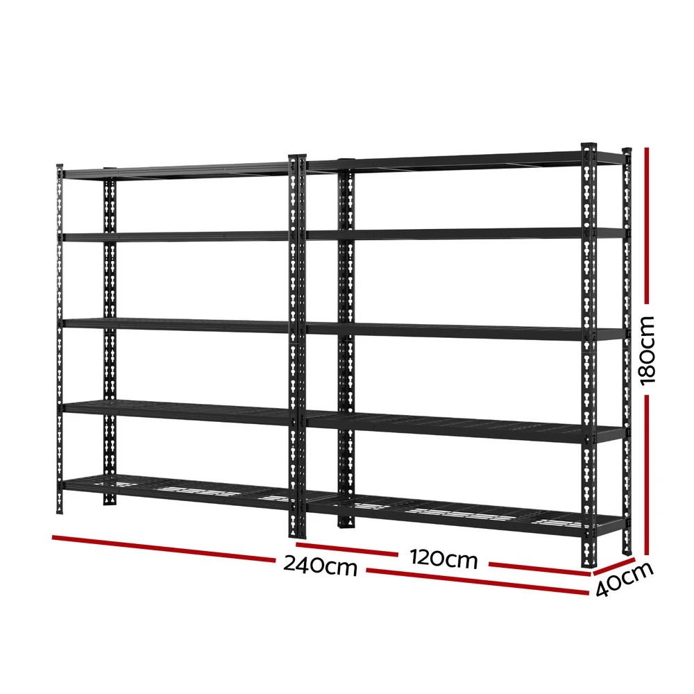 2 1.8MX2.4M Giantz Garage Shelving Warehouse Rack - Black, 2 of 6