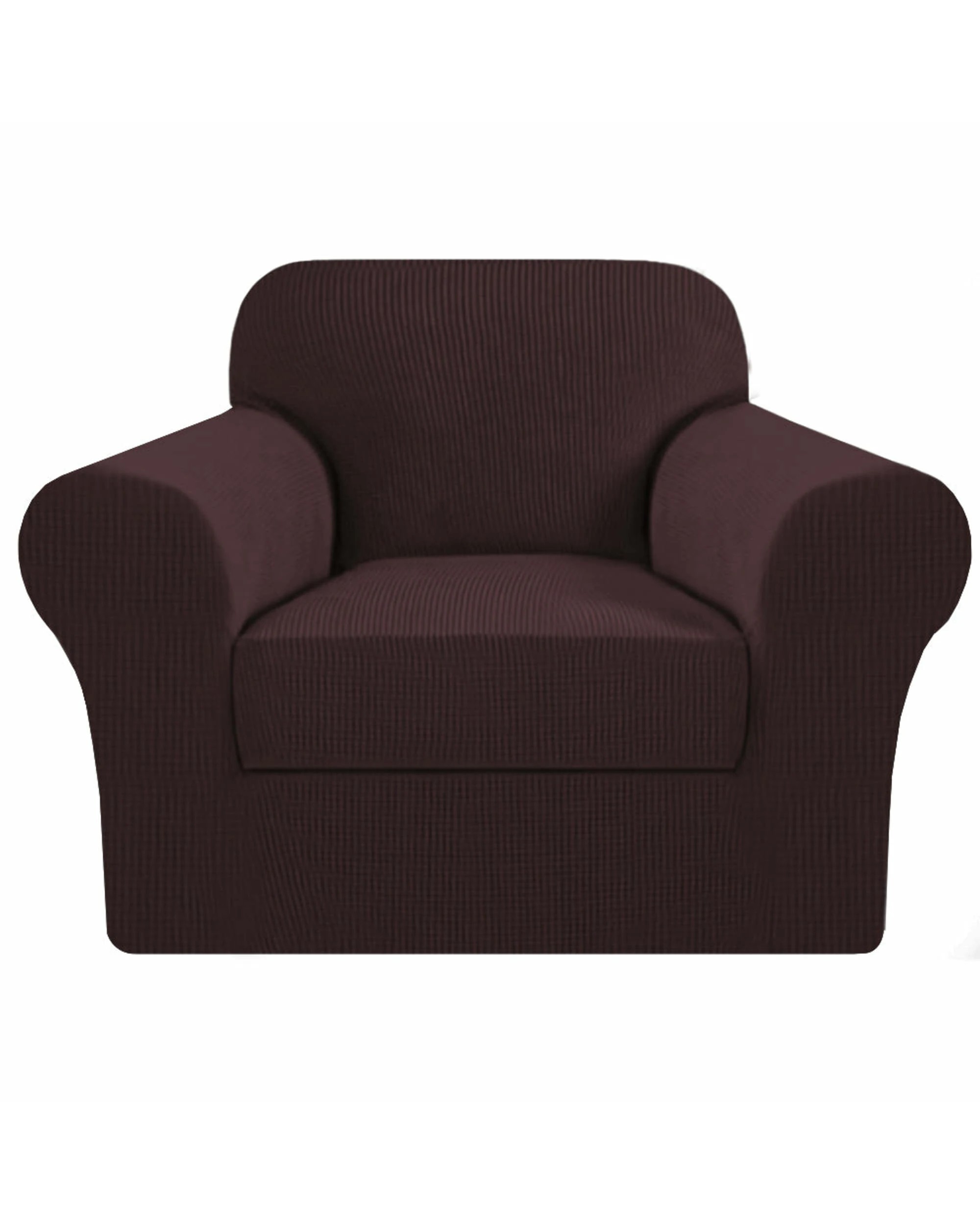1 Smarcute 1 Seater 2-Piece Spandex Stretch Anti-Slip Sofa Cover - Brown, 1 of 5