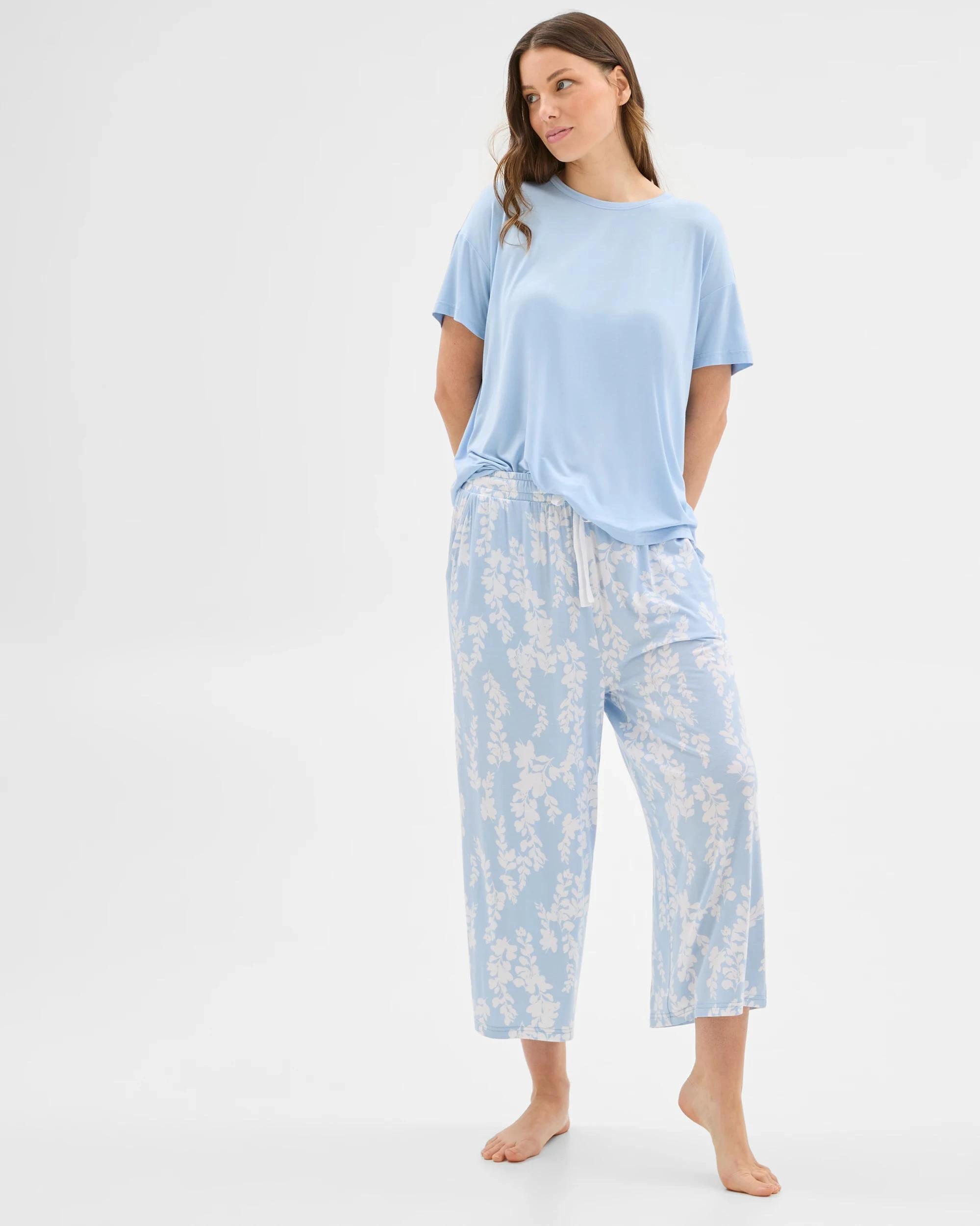 2 Target Woman Soft Comfort Bamboo Culotte Sleep Pants BLUE WISTERIA, 2 of 6