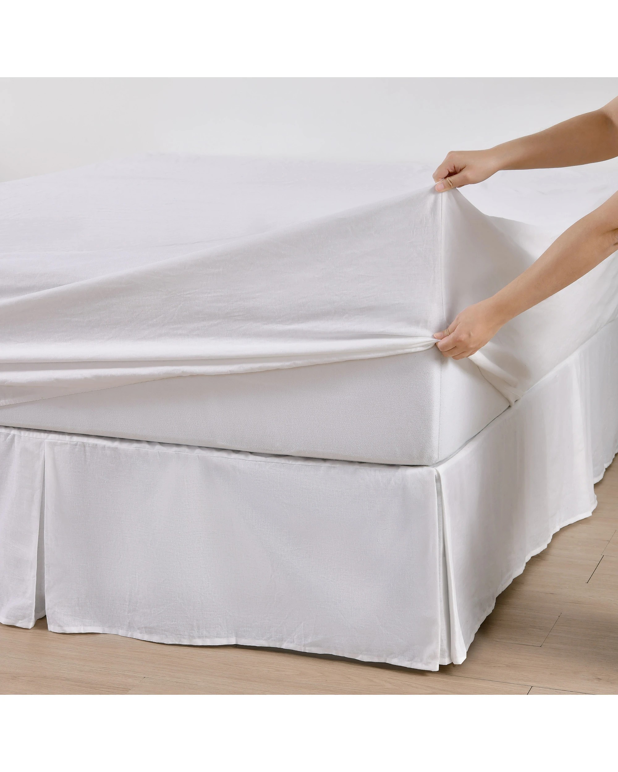 4 Dreamaker Linen Cotton Sheet Set - King Single Bed - White, 4 of 9