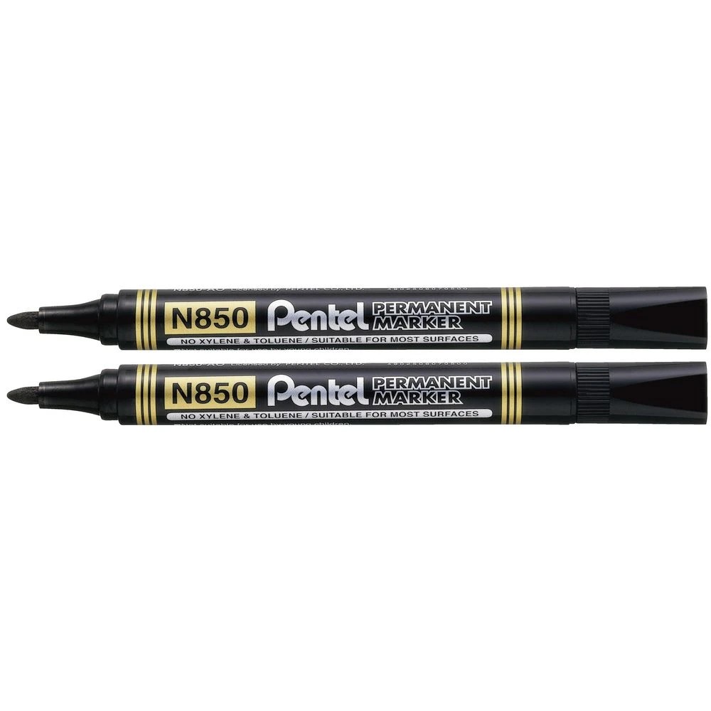 3 Pentel N850 Permanent Markers Black 2 Pack, 3 of 3