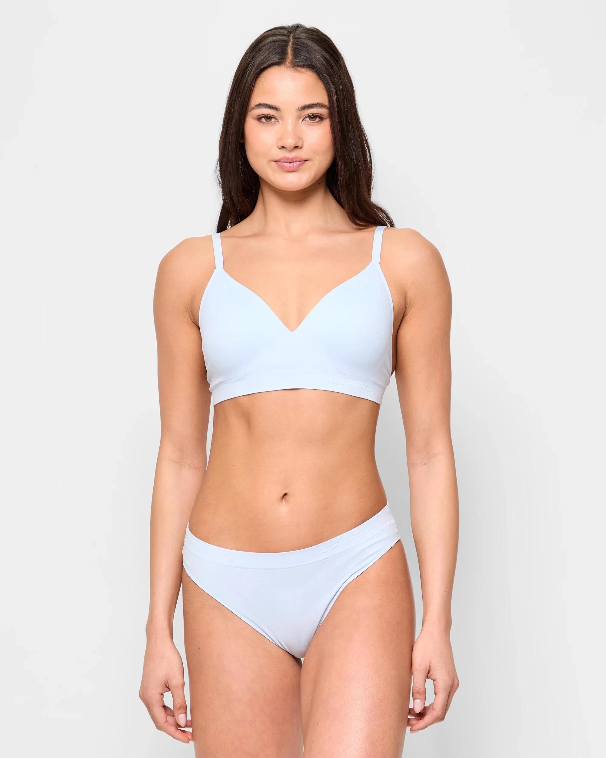 2 Seamfree Embossed Wirefree T-Shirt Crop Bra - Lily Loves HEATHER BLUE, 2 of 4