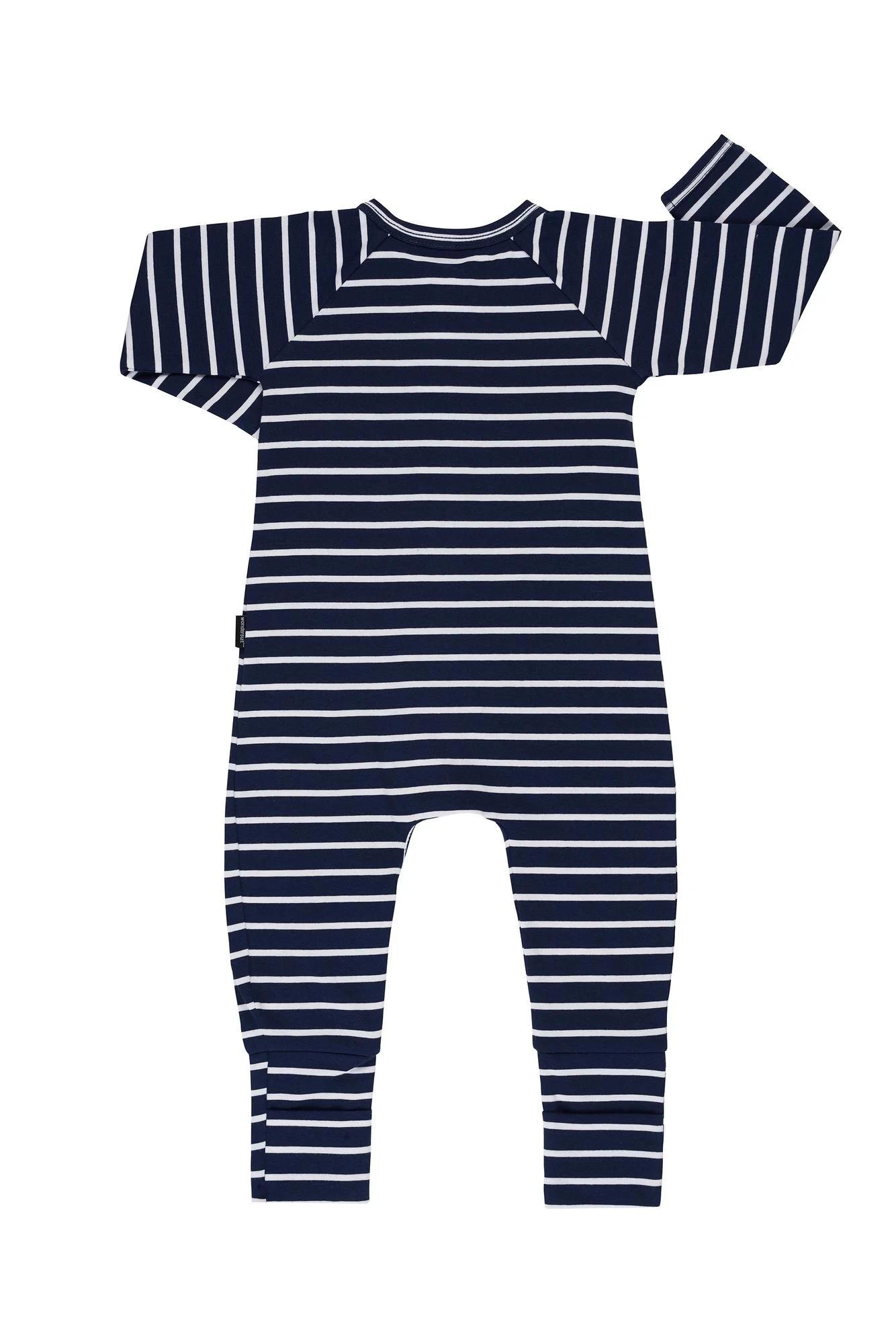 5 Bonds Baby Stripe Zip Wondersuit Coverall NAVY BLUE/WHITE STRIPE, 5 of 5