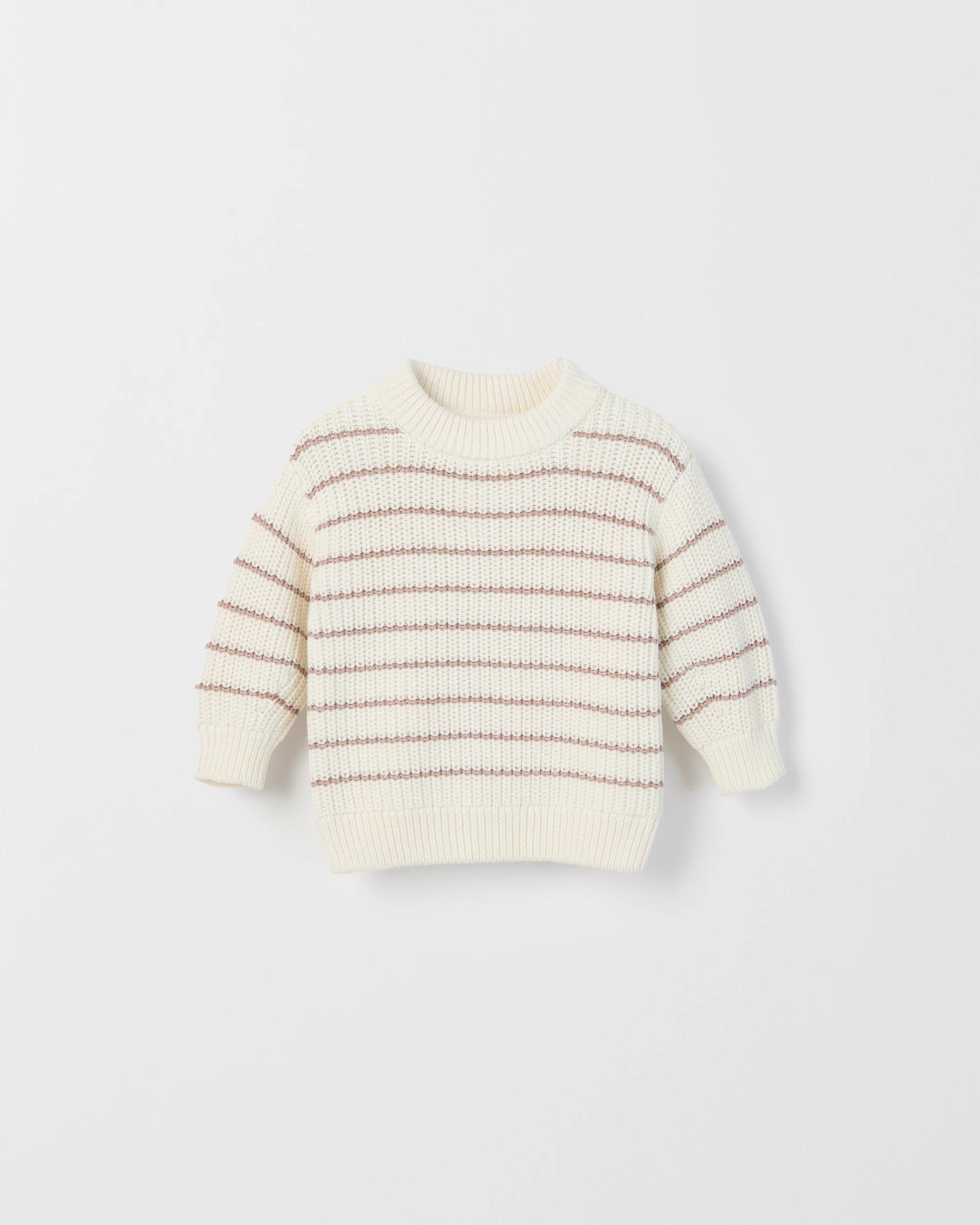 1 Target Baby Organic Cotton Chunky Rib Knit Jumper TAUPE STRIPE, 1 of 2