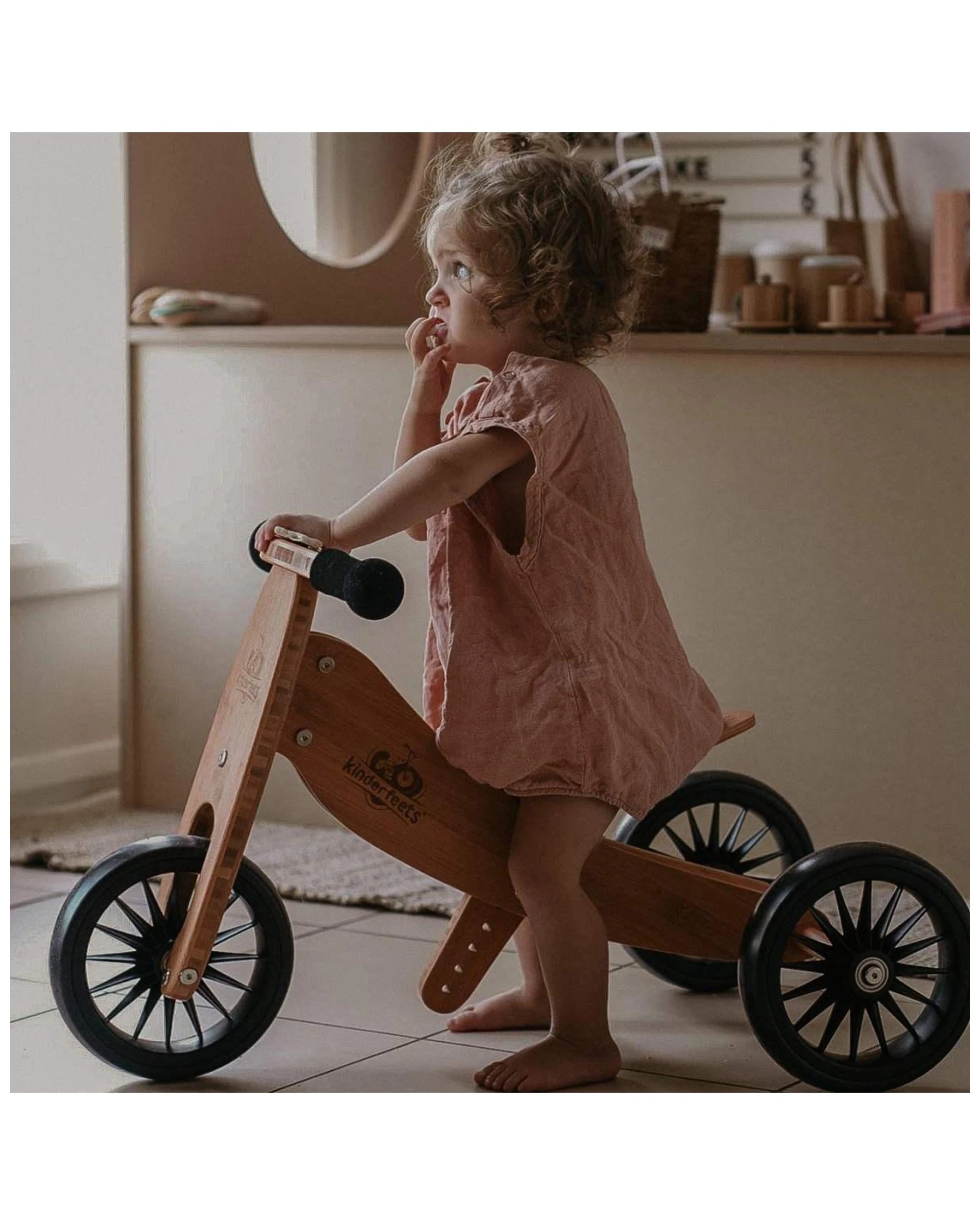 6 Kinderfeets Tiny Tot Plus Bamboo Balance Bike And Trike Kids Ride On Toy 18 Months Plus - Brown, 6 of 9