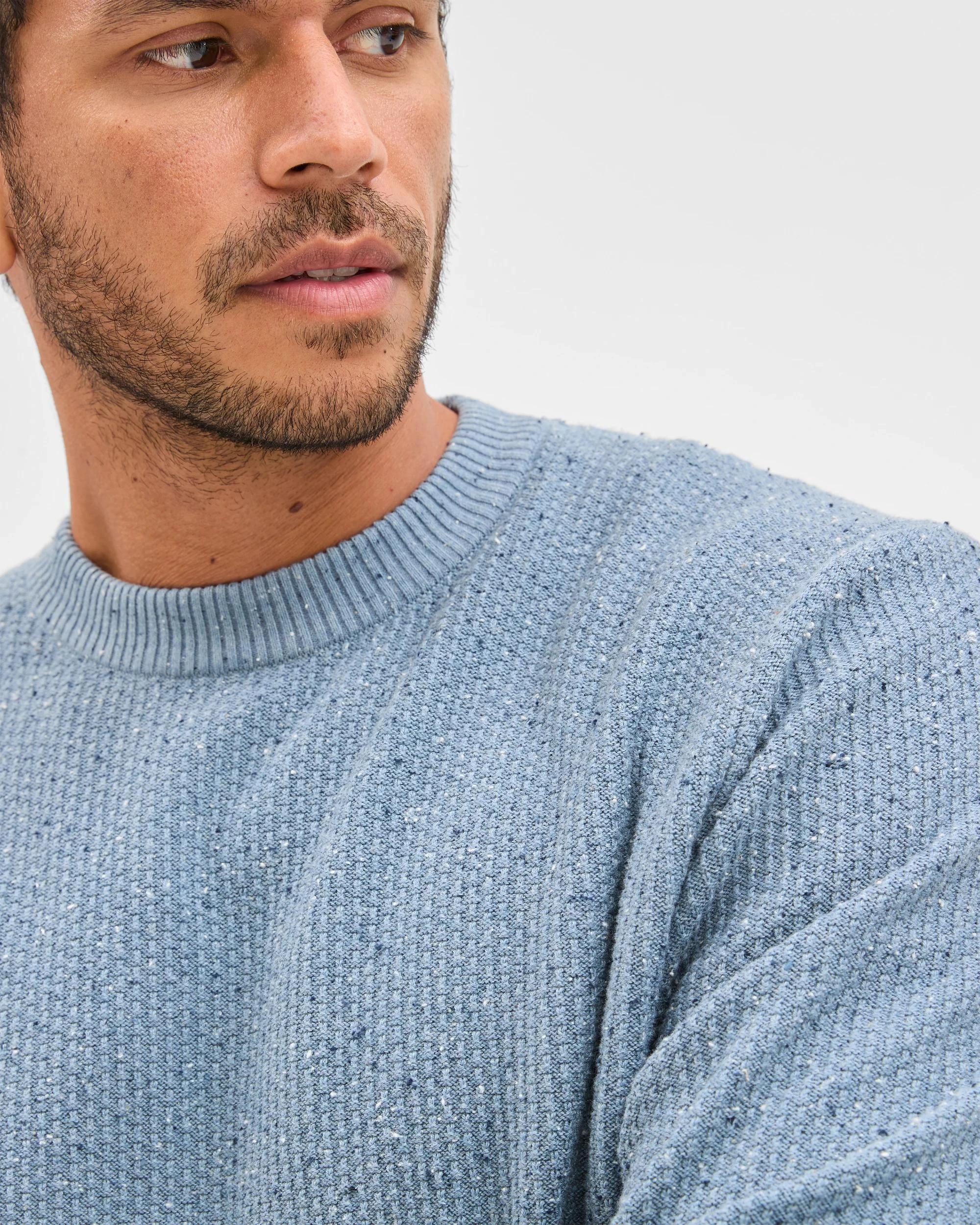 4 Target Man Australian Cotton Lightweight Tuck Knit Sweater BLUE, 4 of 6