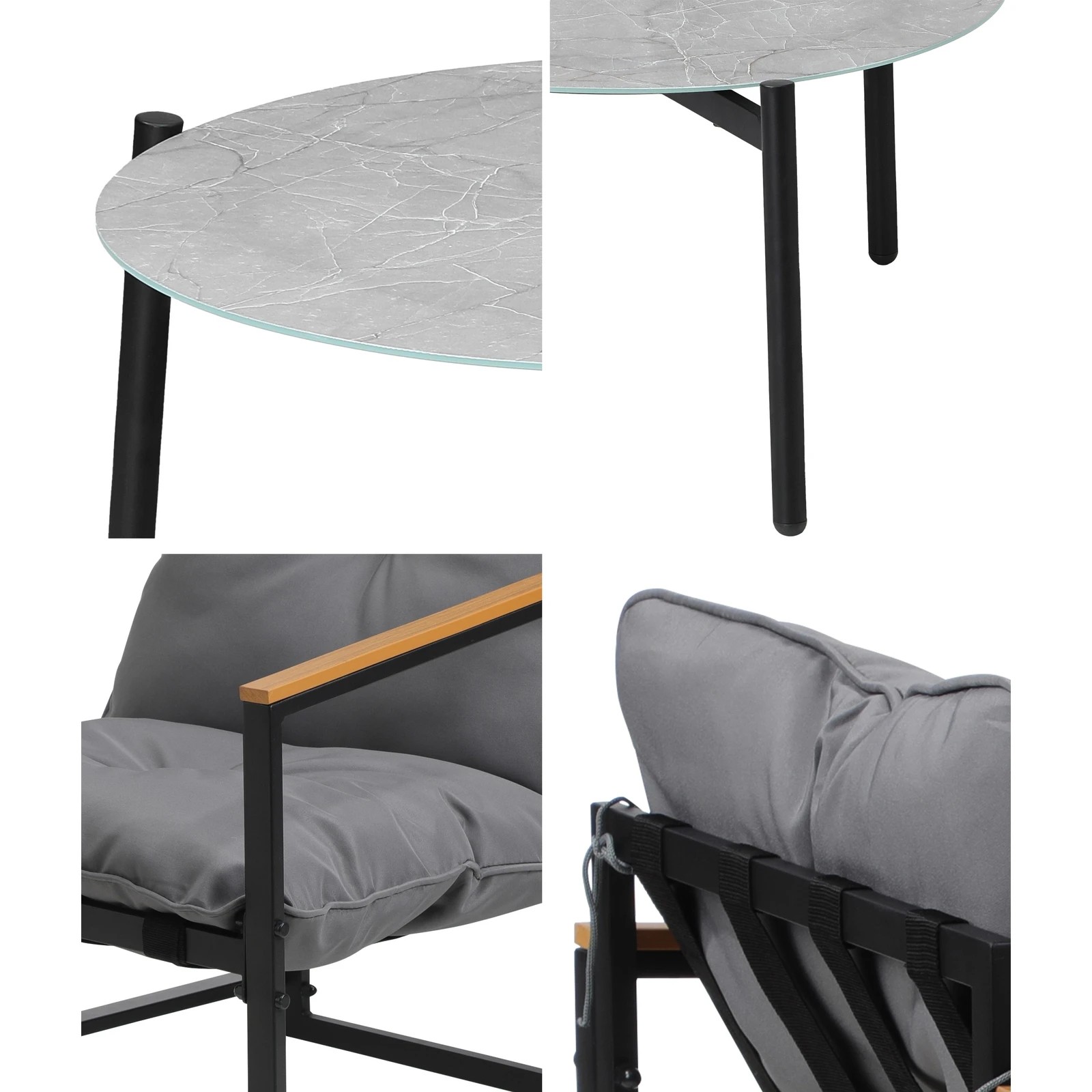 5 Livsip 5pc Outdoor Patio Furniture Set Bistro Sets 70cm Round Marble Table
 - Multi, 5 of 10