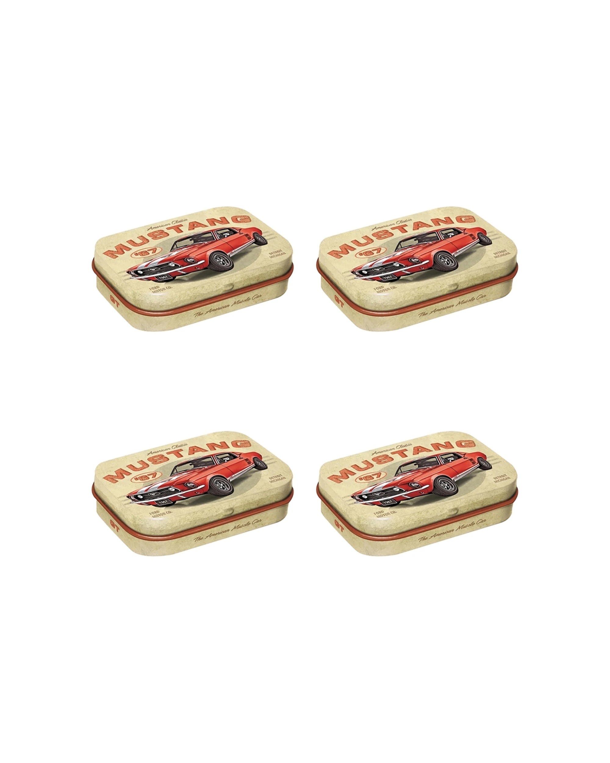 1 Nostalgic-Art 4PK Pocket Box with Mints - Ford Mustang GT 1967 Red - Beige, 1 of 2