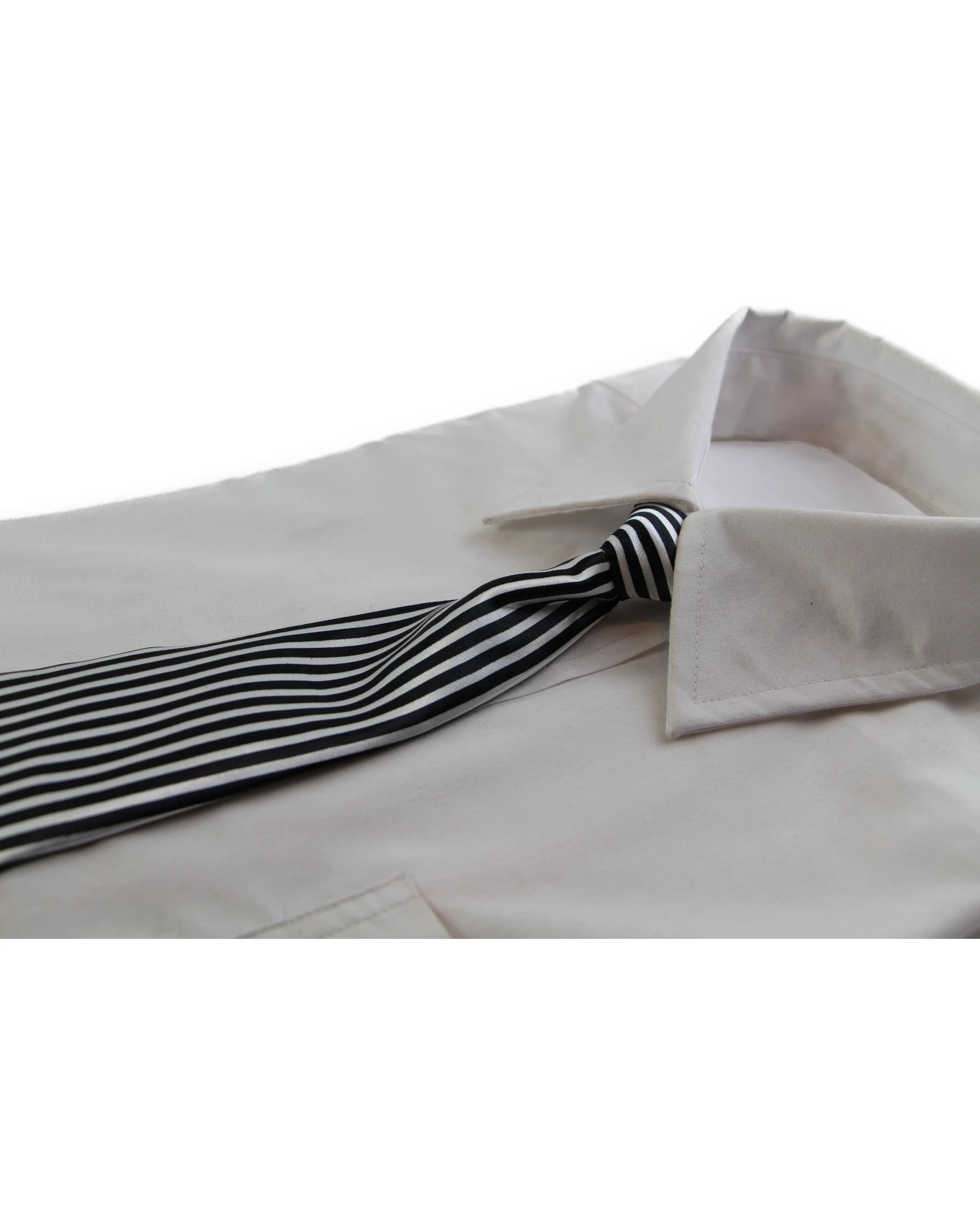 1 Zasel Kids Boys Black & White Vertical Patterned Elastic Neck Tie - Multi, 1 of 2