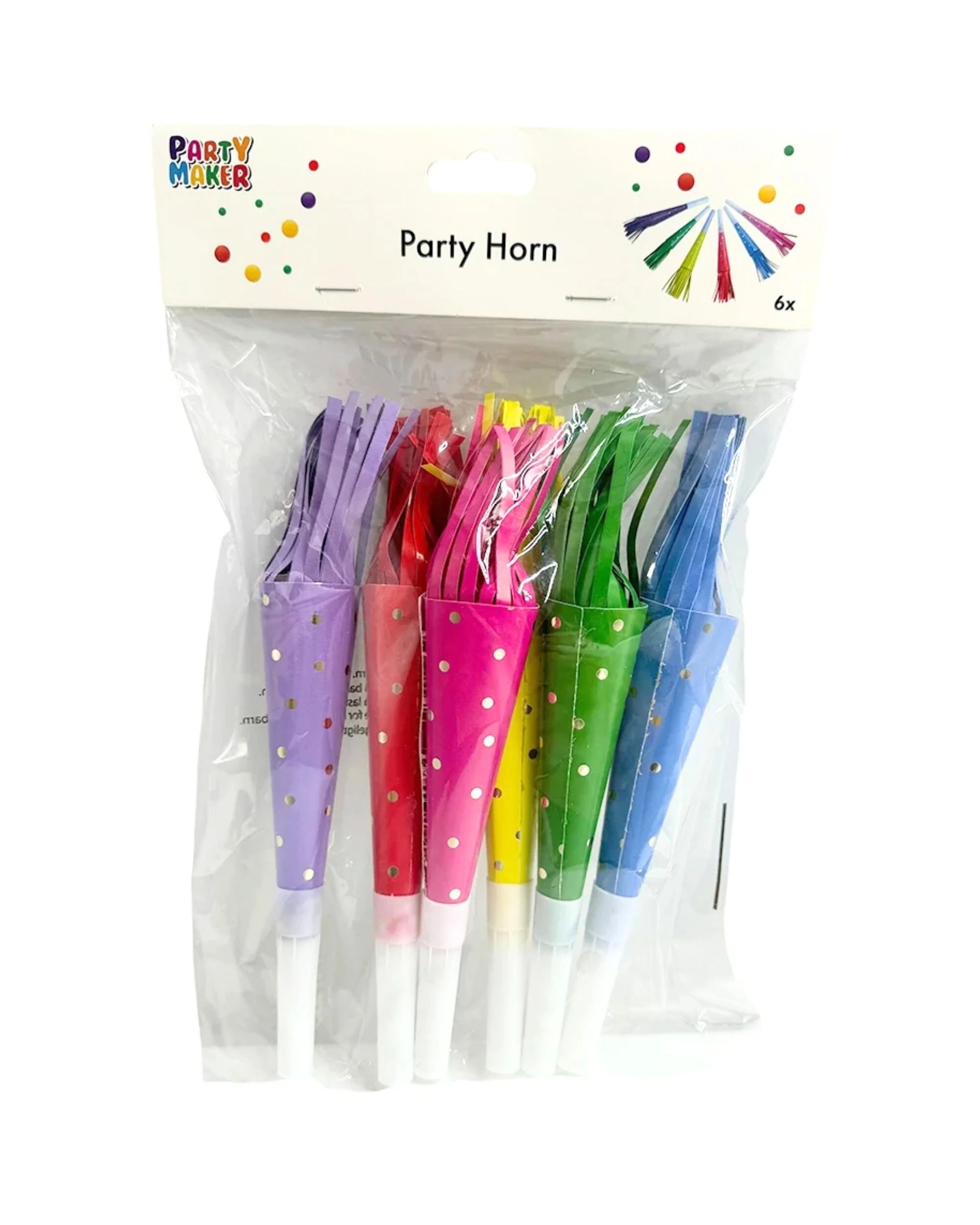 4 Party Maker Coloured Spotted Party Horn Blowers Pack of 6 - Multi, 4 of 4