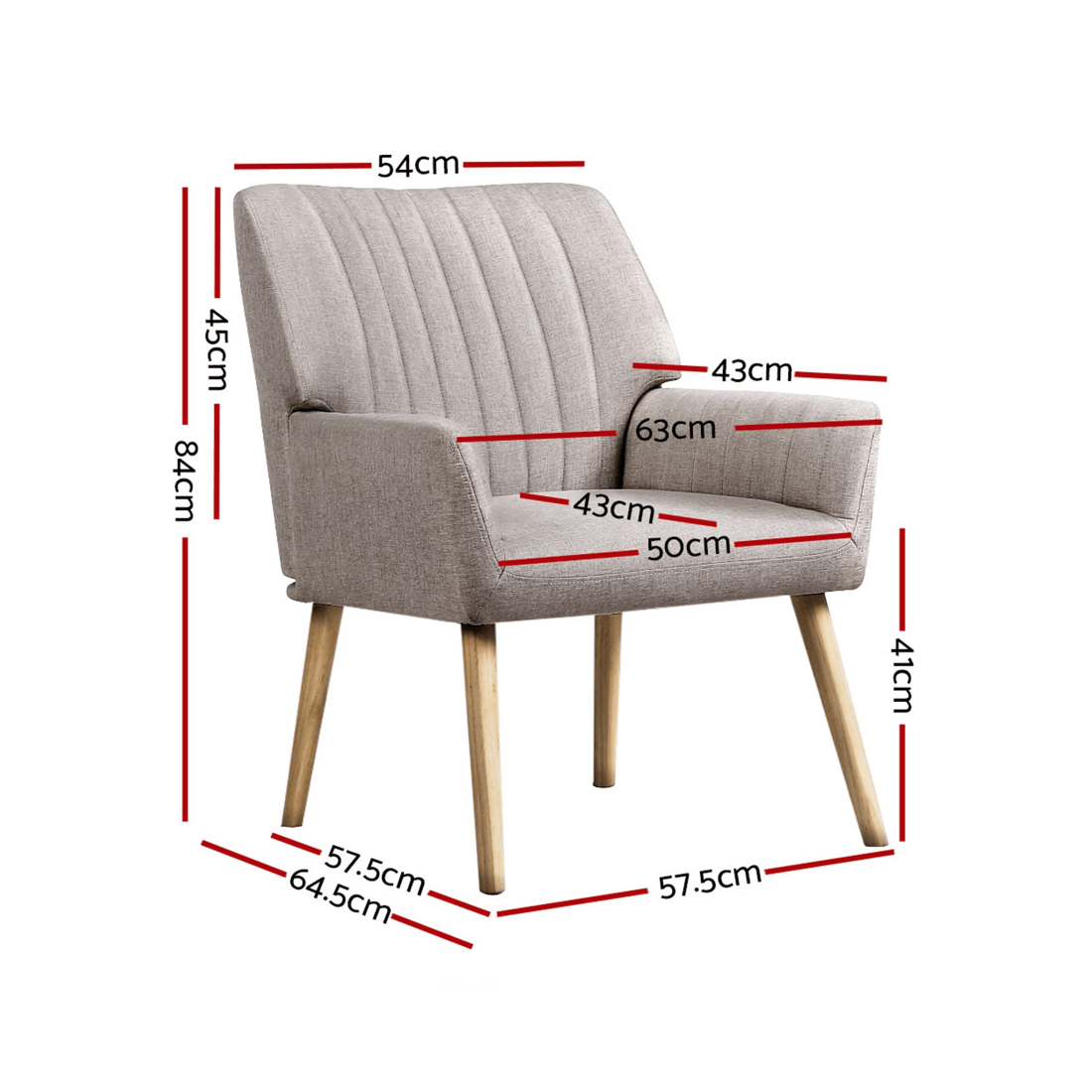 2 Artiss Armchair Fabric
 - white, 2 of 5