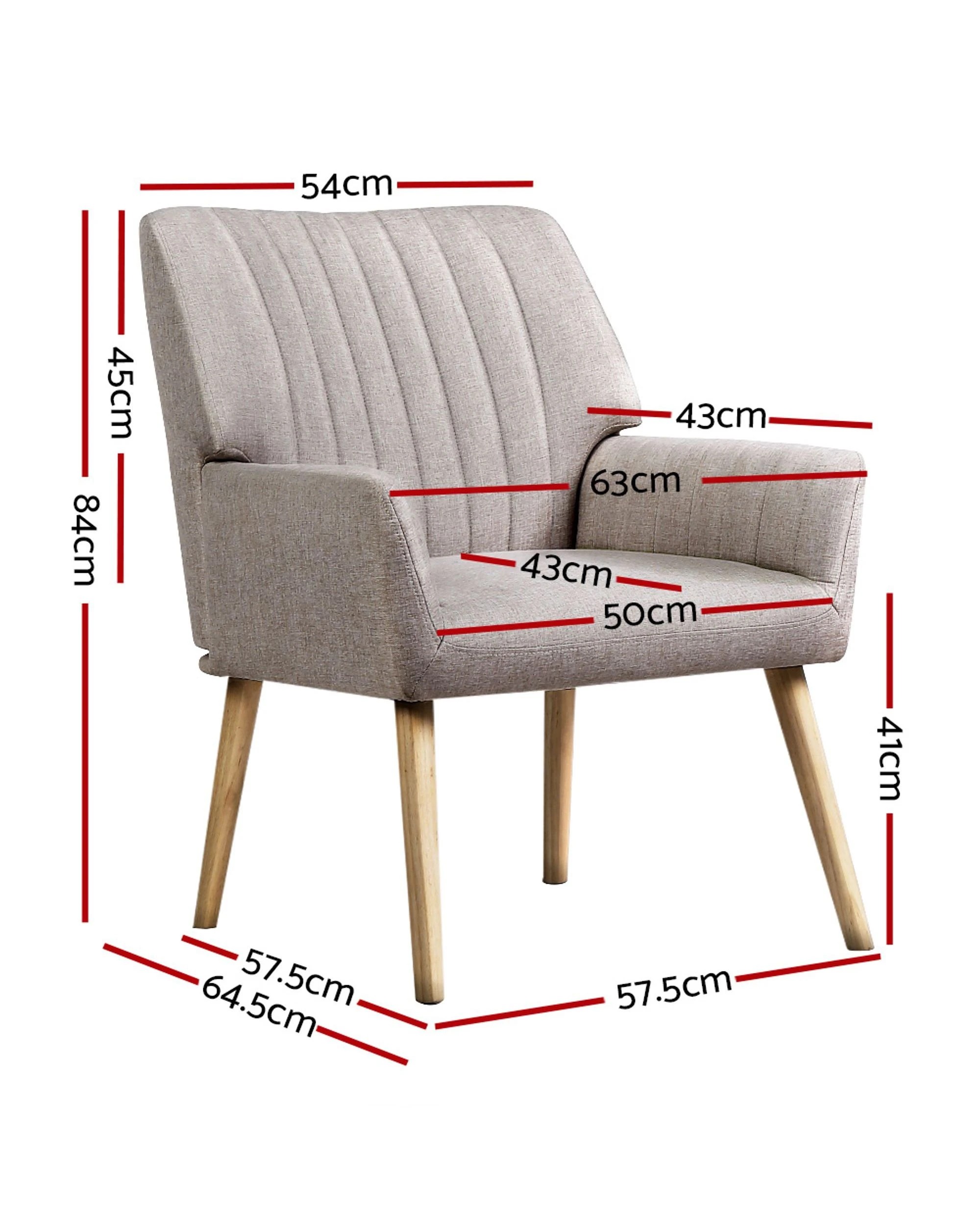 2 Artiss Armchair Fabric
 - White, 2 of 3