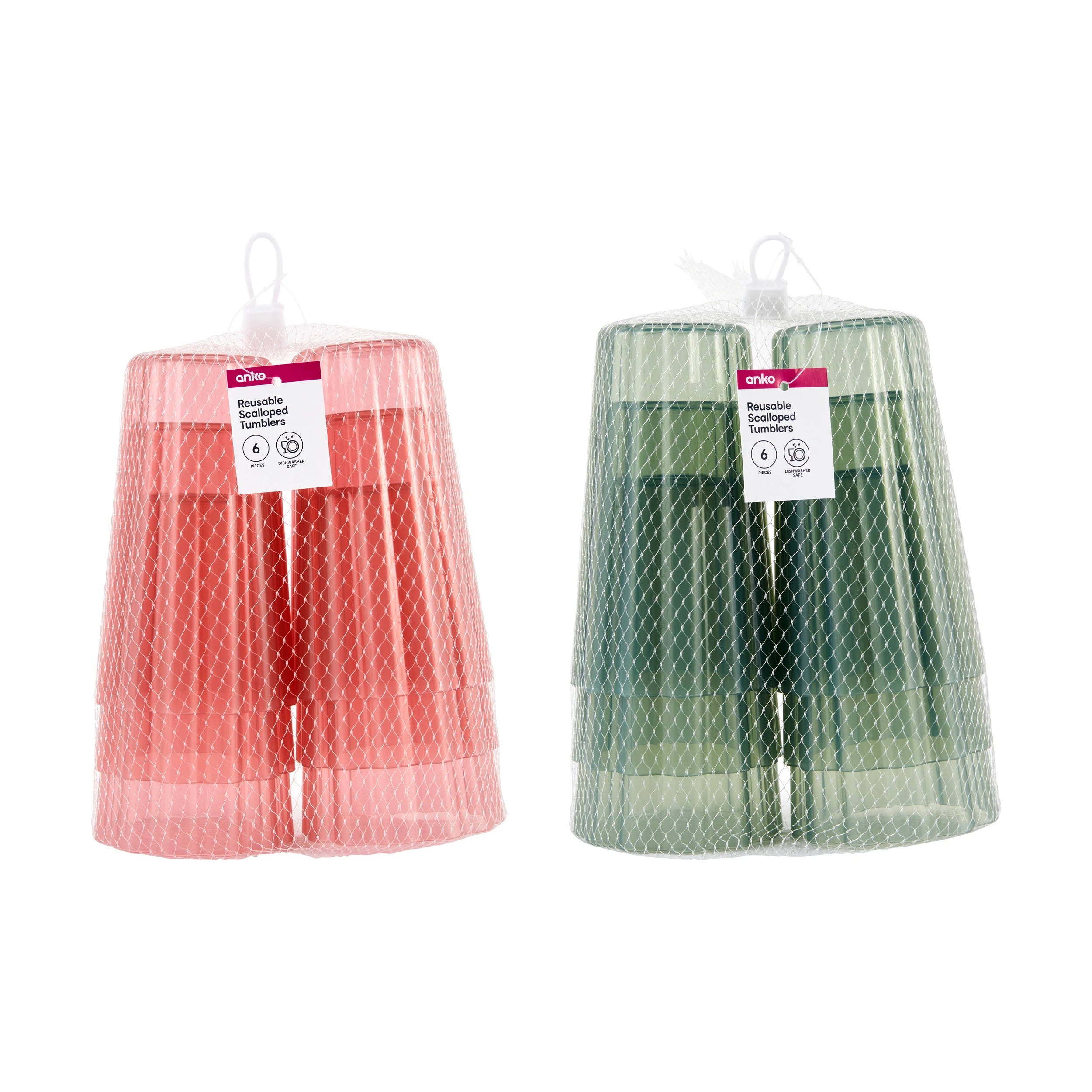 4 6 Piece Reusable Scalloped Tumblers - Assorted, 4 of 4