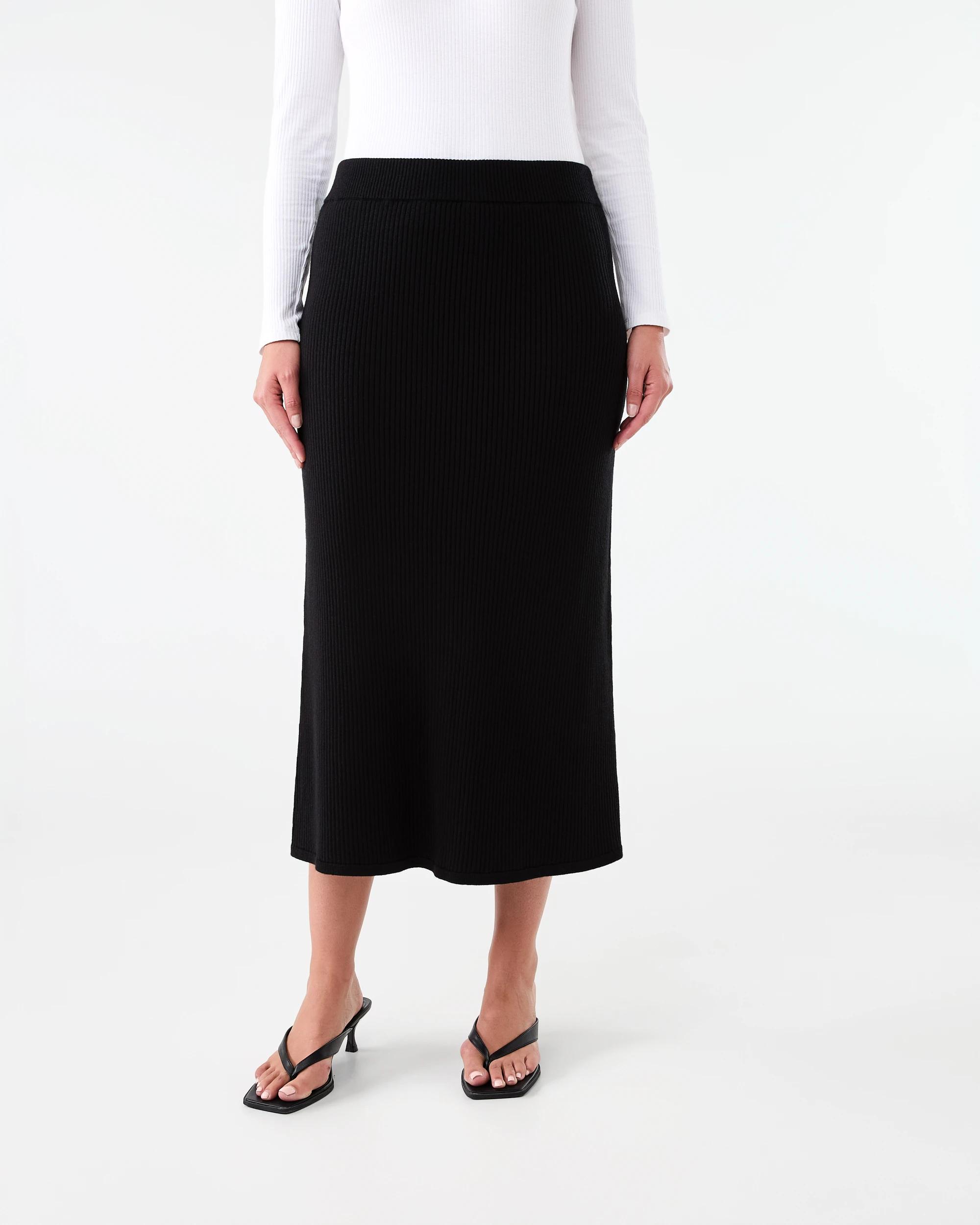 1 Rib True Knit Skirt Black, 1 of 4