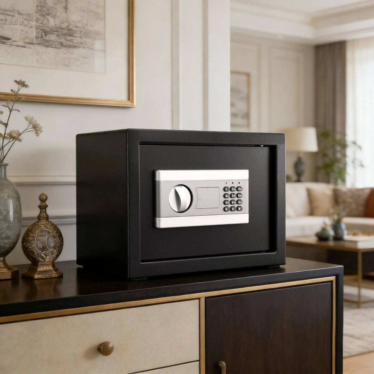4 AUSWAY 17L Digital Safe Lock Box with Electronic Keypad Emergency Keys for Home Office Hotel Money Jewelry, 4 of 7