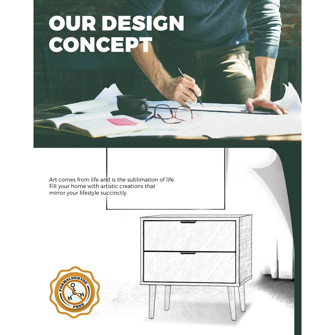 3 Oikiture Bedside Tables 2 Drawers Side Table Nightstand
 - Multi, 3 of 10