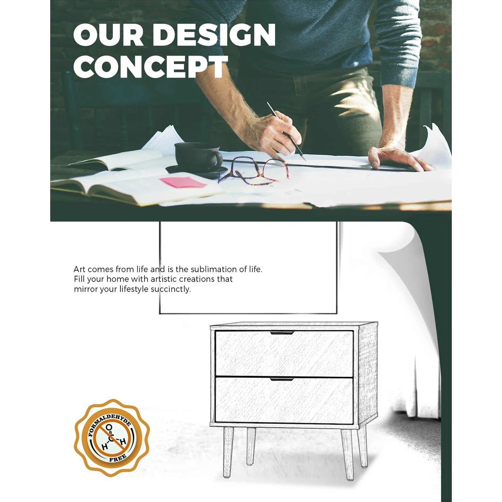 3 Oikiture Bedside Tables 2 Drawers Side Table Nightstand
 - Multi, 3 of 10