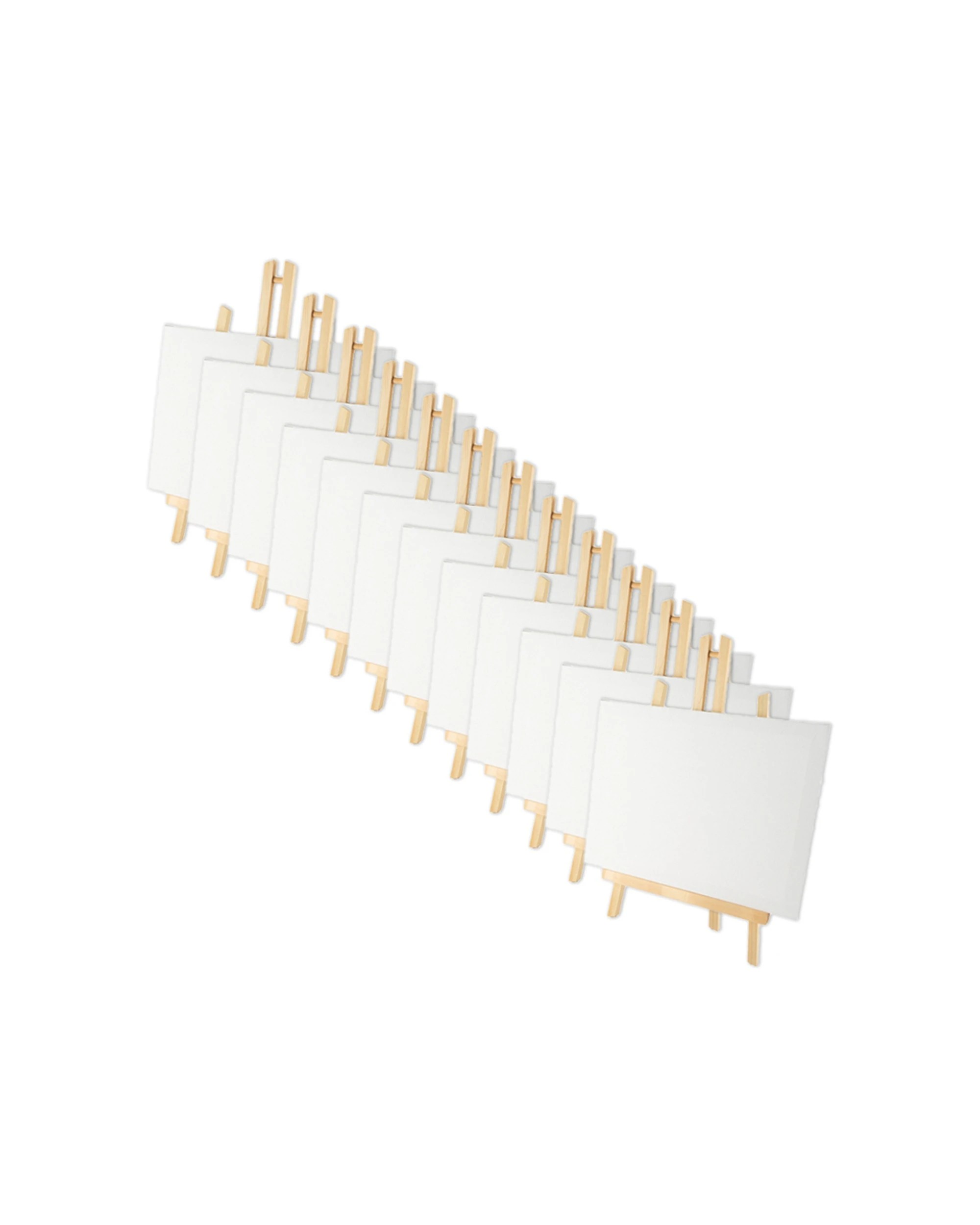 1 Art Boxd 12PK 7cm Small Stretched Canvas 280gsm With Wooden Easel - Natural, 1 of 2