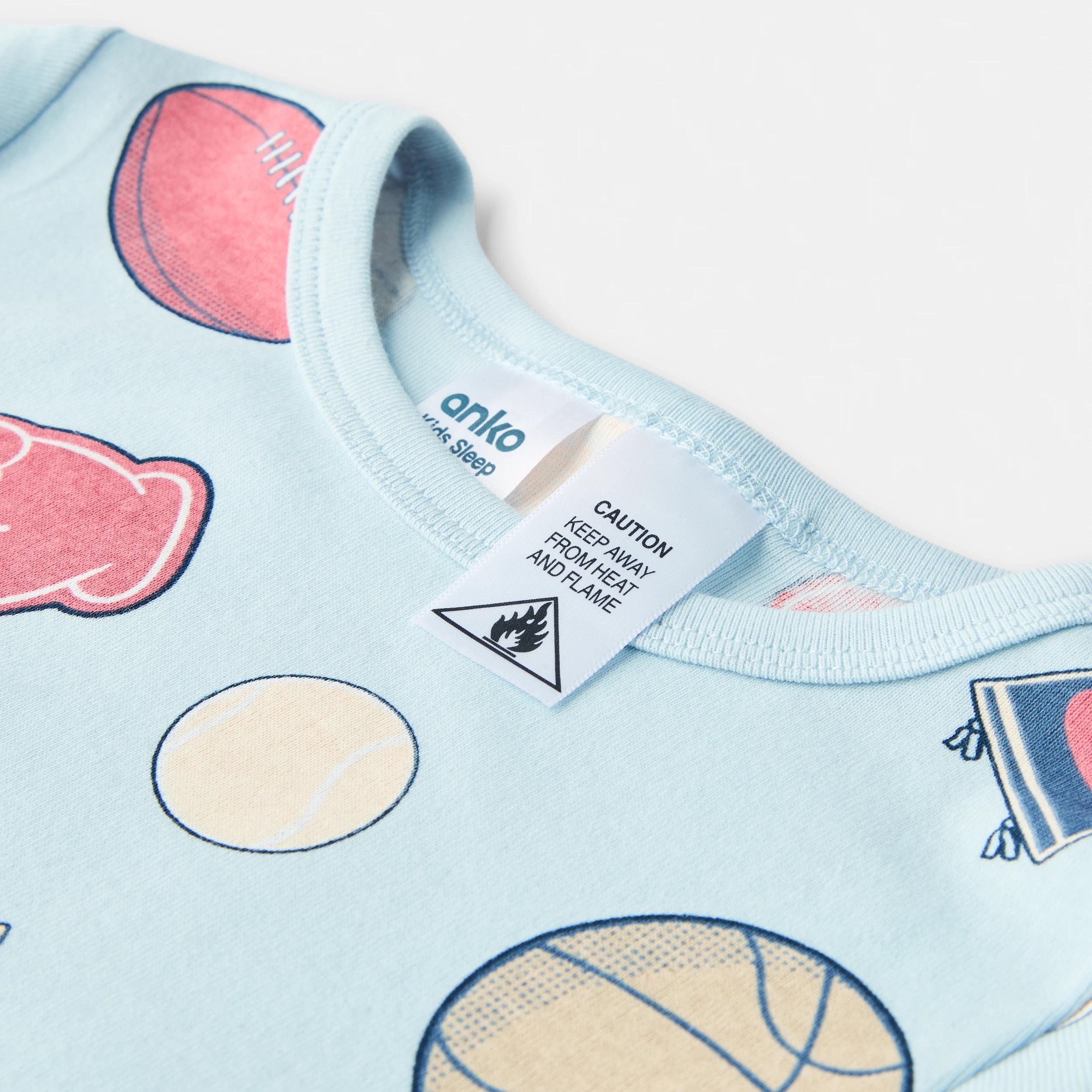 6 Short Sleeve Skinny Rib Pyjama Set BLUE SPORT, 6 of 7