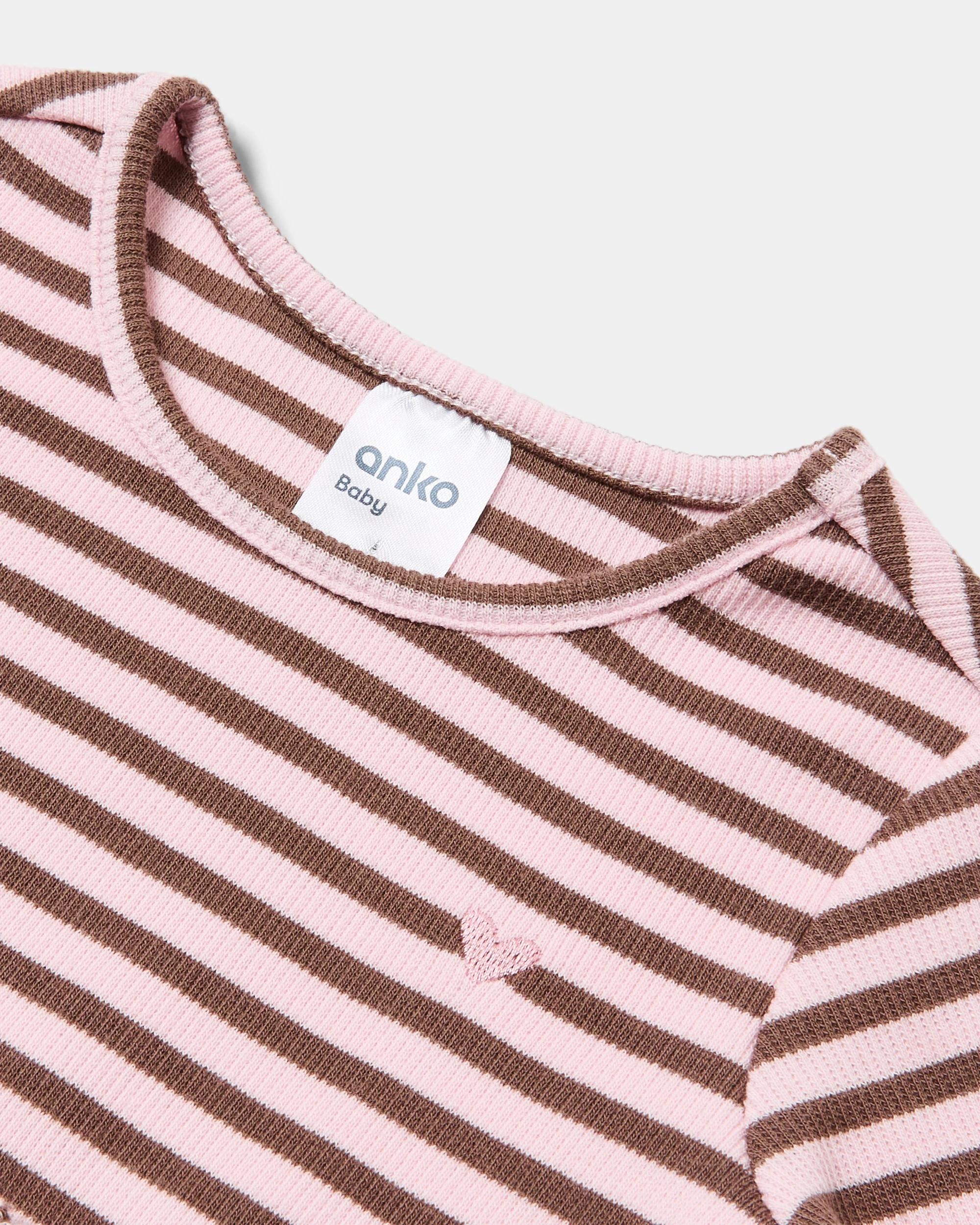 3 Long Sleeve Ribbed Bodysuit Dress Stripe, 3 of 4