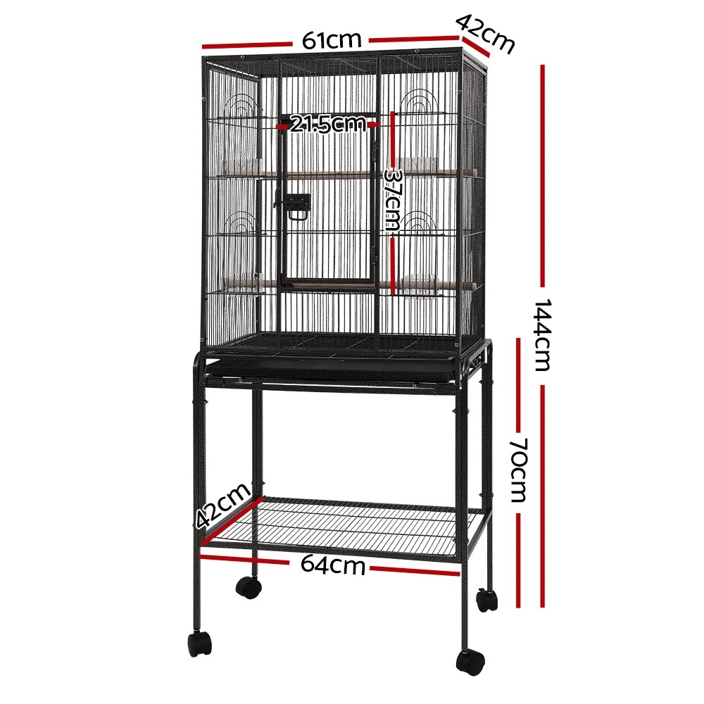 2 i.Pet Bird Cage 144cm Large Aviary - Black, 2 of 9