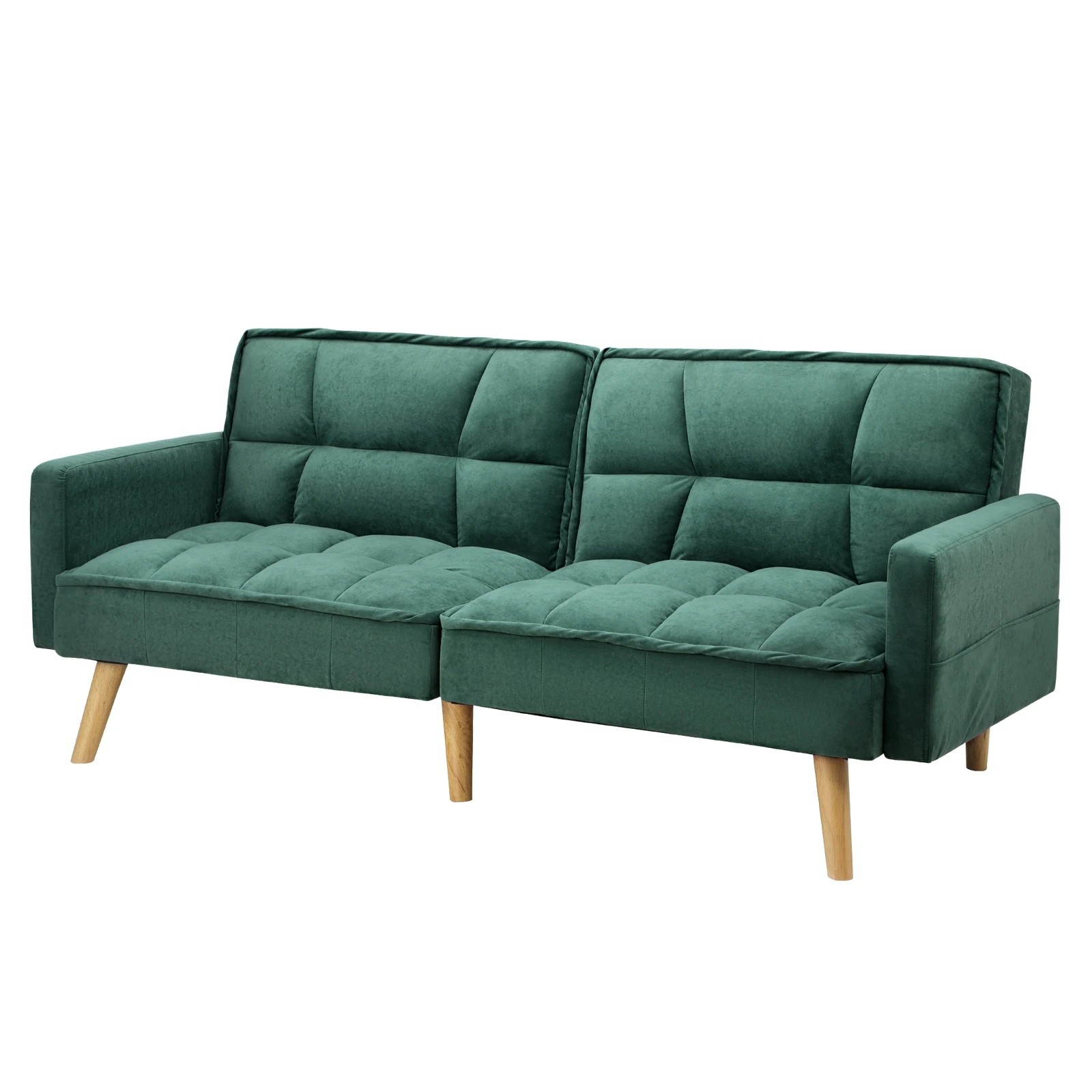 1 Oikiture Sofa Bed Futon Convertible Velvet Lounge Couch 3-seater Recliner
 - Green, 1 of 10