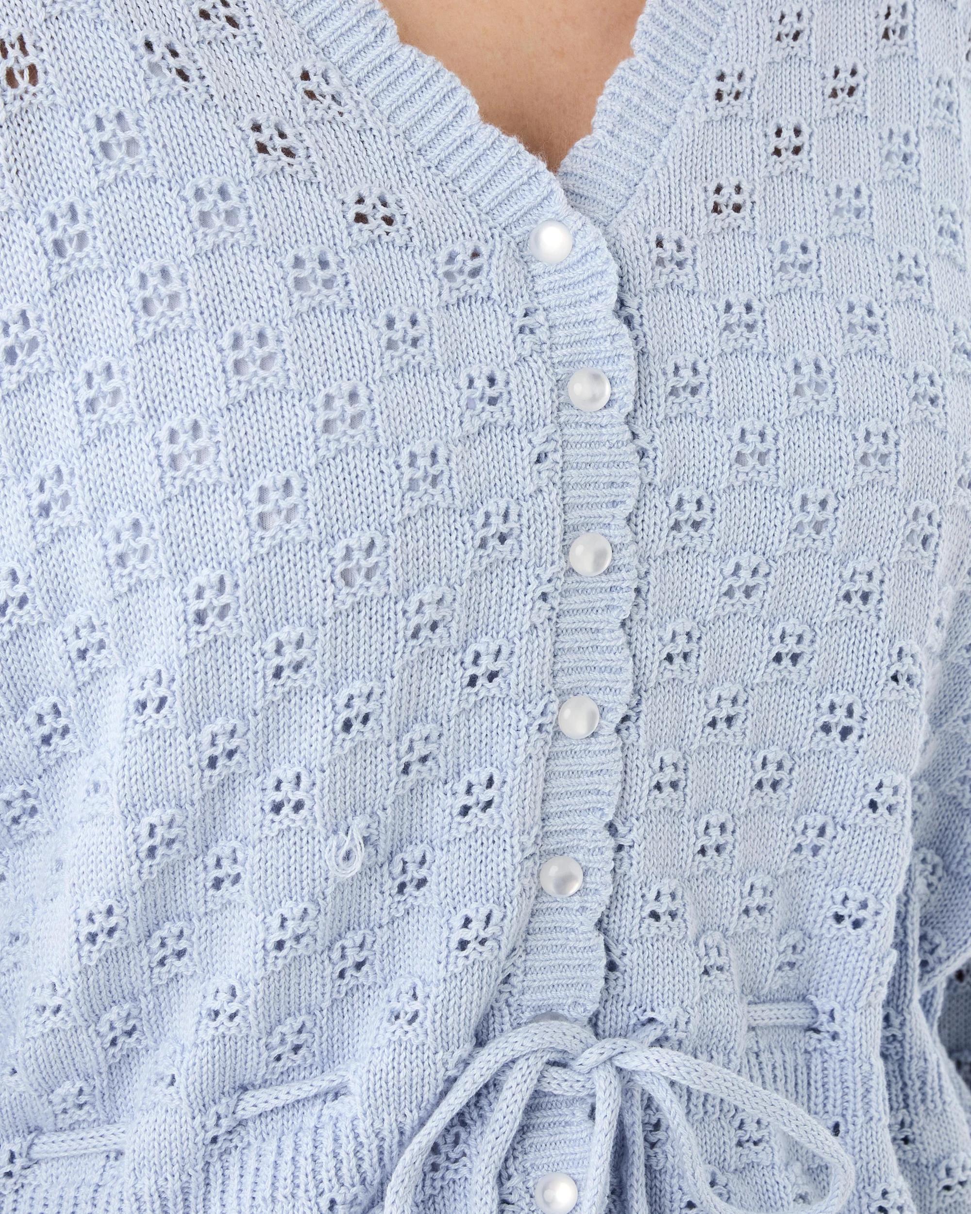 6 Pointelle Tie Waisted Cardigan Powd Blue, 6 of 8