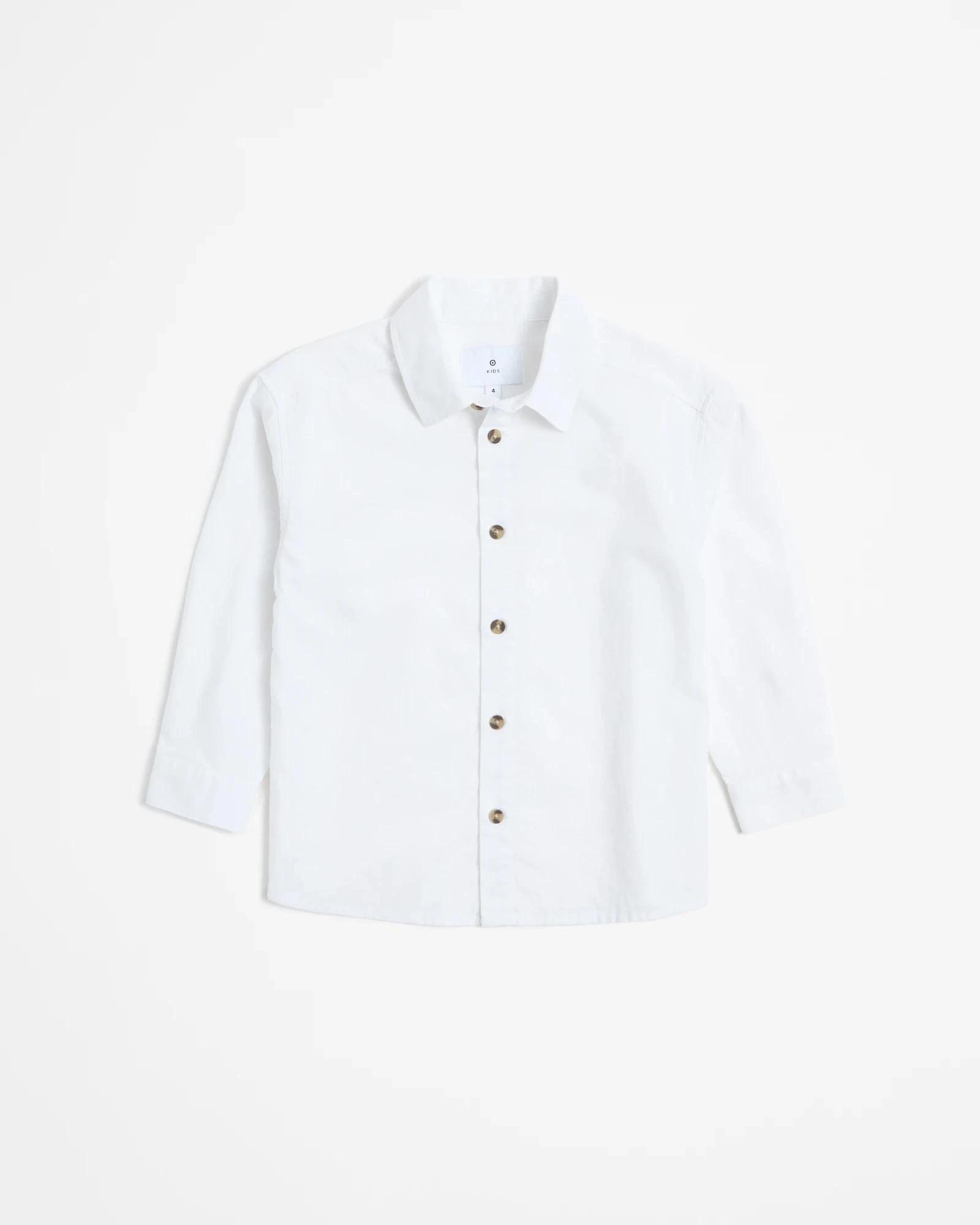 1 Target Australian Cotton Linen Blend Long Sleeve Shirt WHITE, 1 of 3