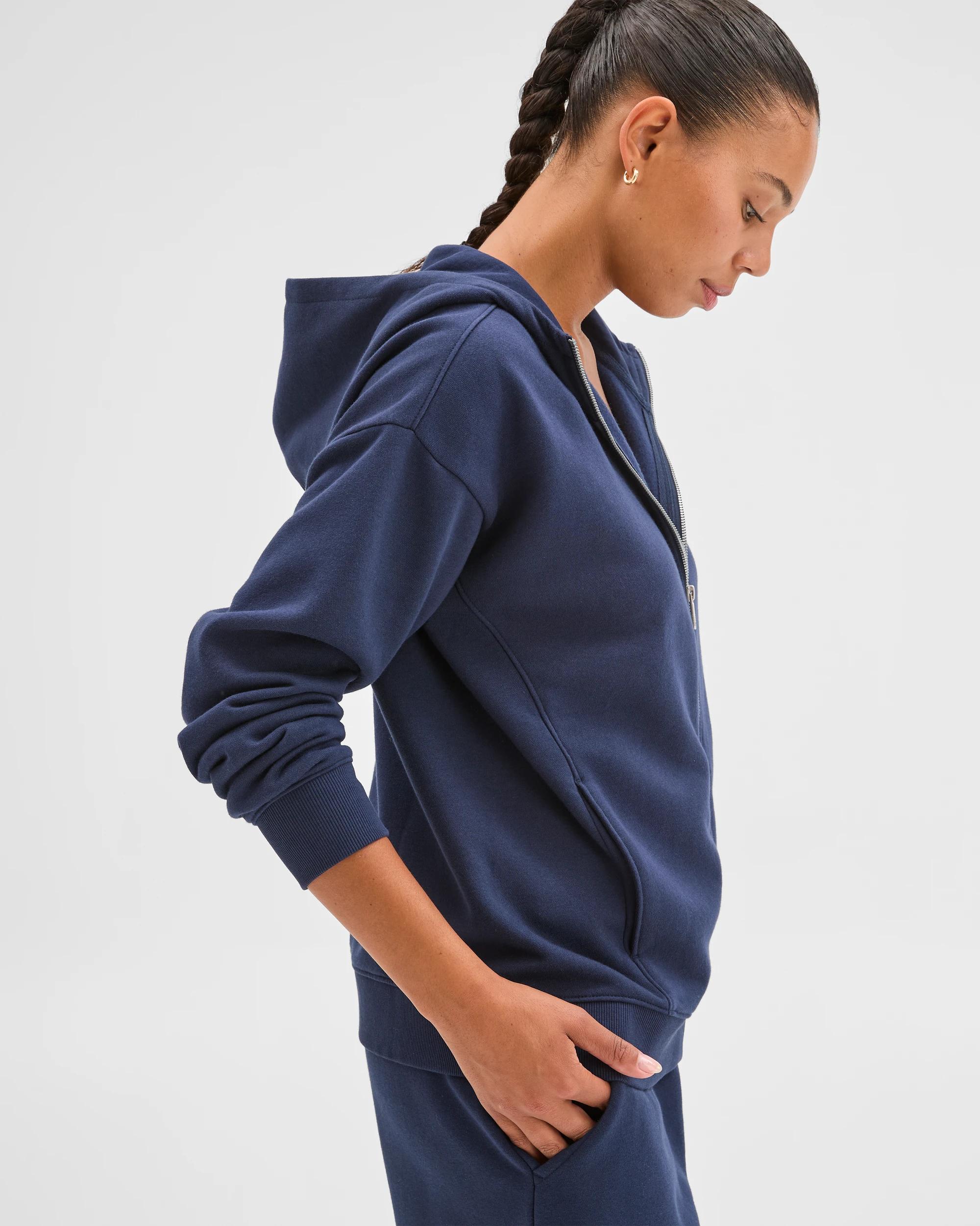 3 Target Active Australian Cotton Blend Fleece Zip Through Hoodie MARINE NAVY, 3 of 6