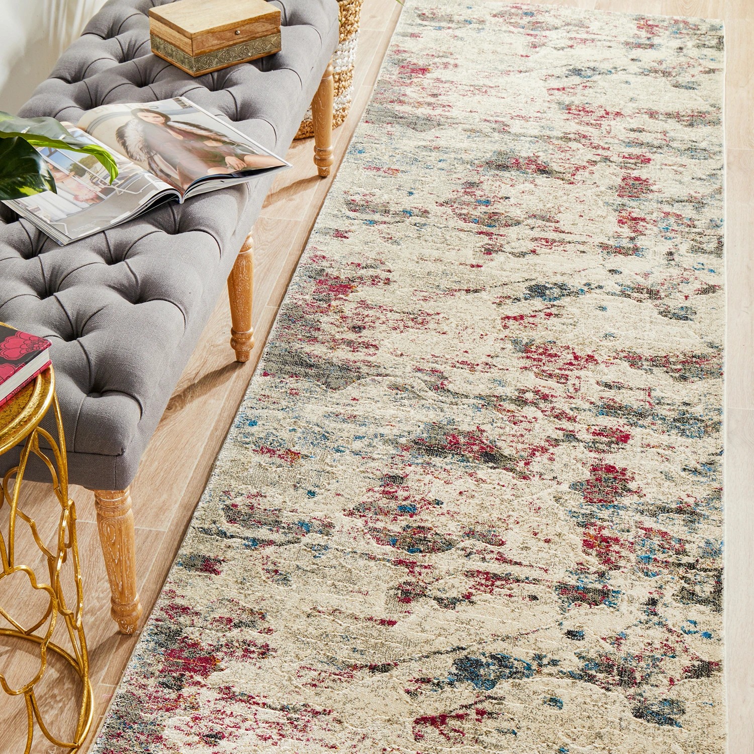 1 Common Ground Rugs Wonderland 400x80cm - Large Runner Power Loomed Pet Friendly Rug - Pink, 1 of 9