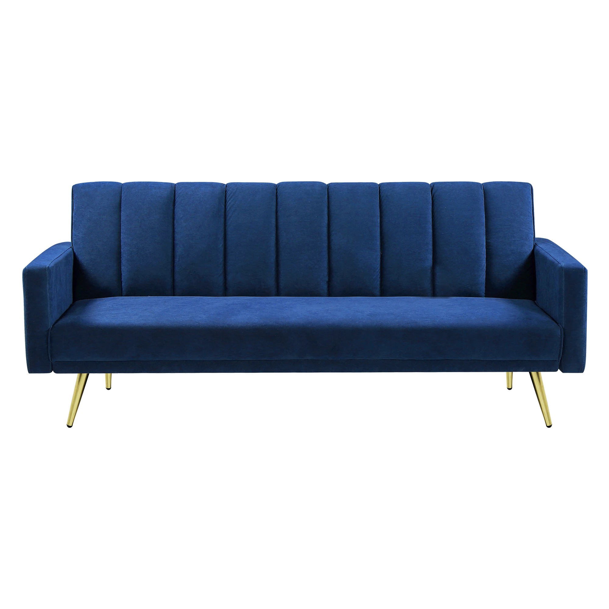 1 Levede 3 Seater Velvet Sofa Bed Blue, 1 of 3