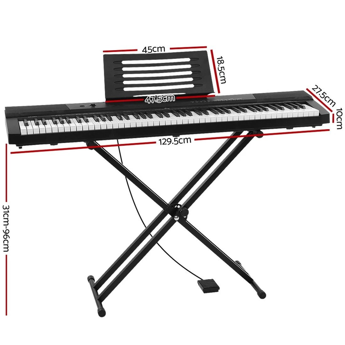 2 Alpha 88 Keys Electronic Piano Keyboard Digital Electric w/ Stand Sustain Pedal - Black, 2 of 6