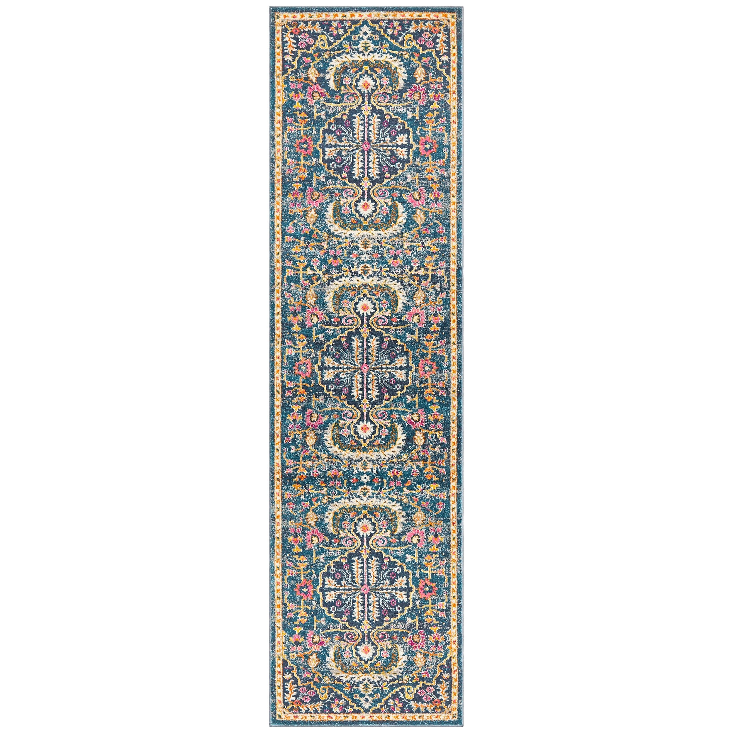 1 Common Ground Rugs Atlas 209 500x80cm - Extra Large Runner Rug - Blue, 1 of 7