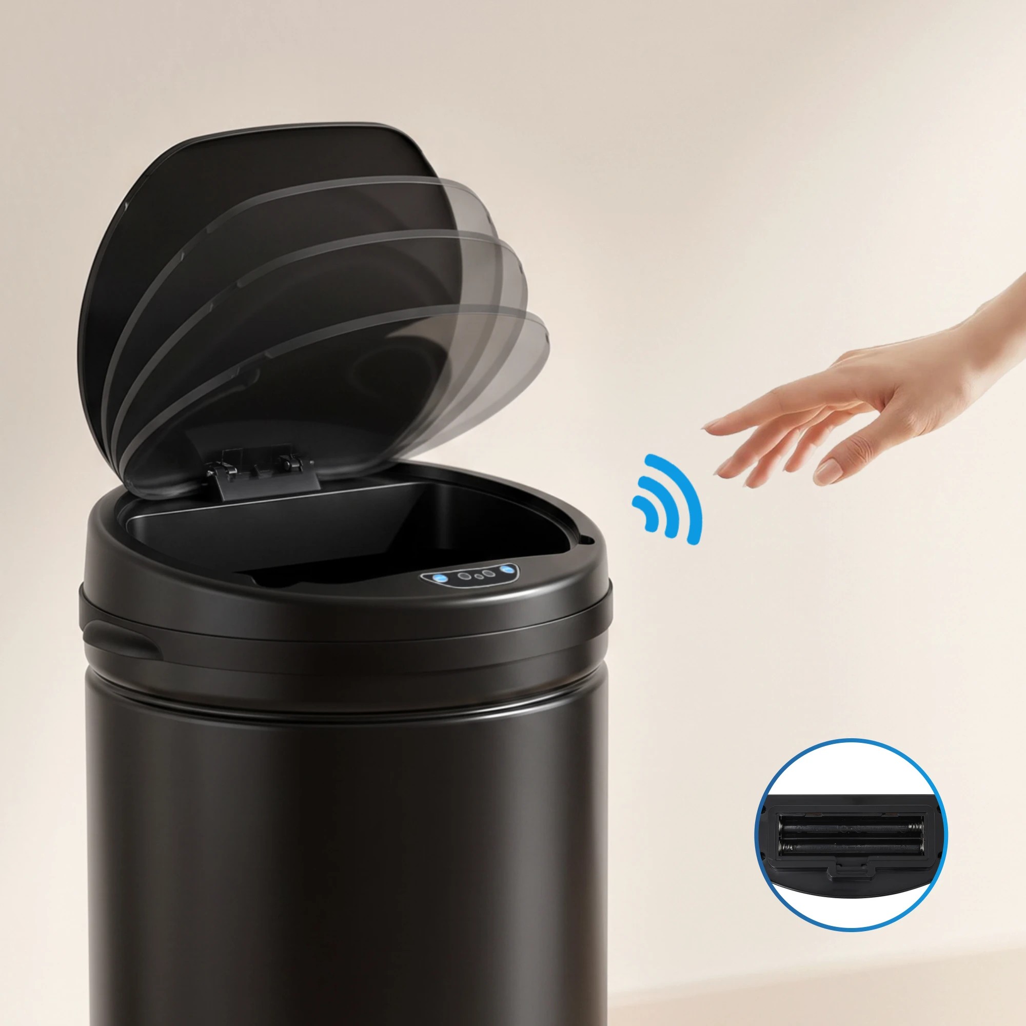 4 Devanti 30L Sensor Bin Automatic Touchless Trash Can Garbage Rubbish - Black, 4 of 9