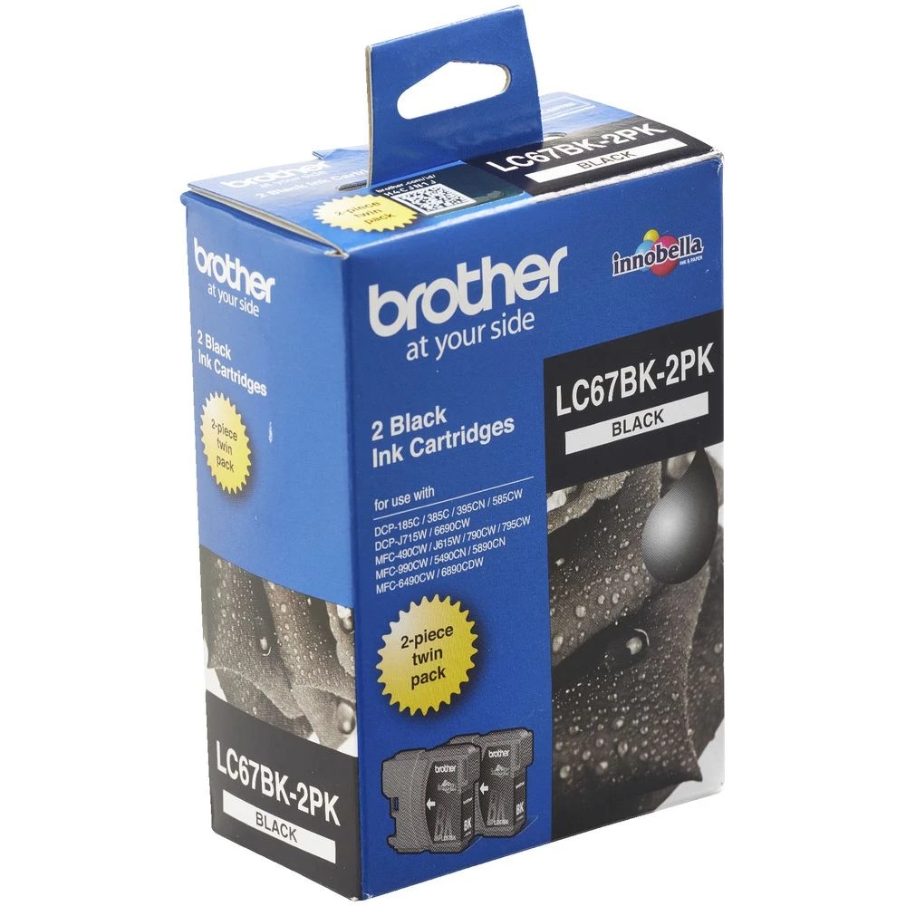 2 Brother LC 67 Ink Cartridges Black Twin Pack, 2 of 2