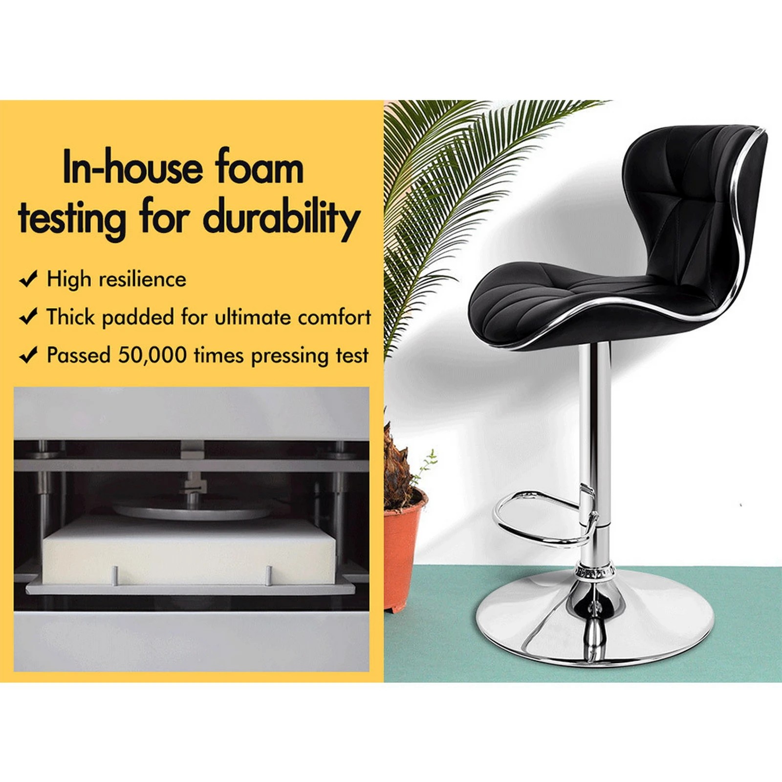 9 Alfordson 4x Bar Stools Luna Kitchen Swivel Chair Leather Gas Lift - Black, 9 of 10