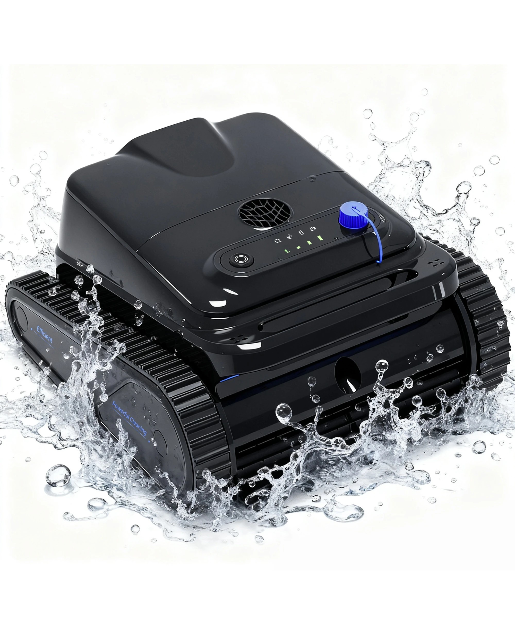 1 Advwin Robotic Pool Vacuum with Wall & Waterline Climbing - Black, 1 of 8