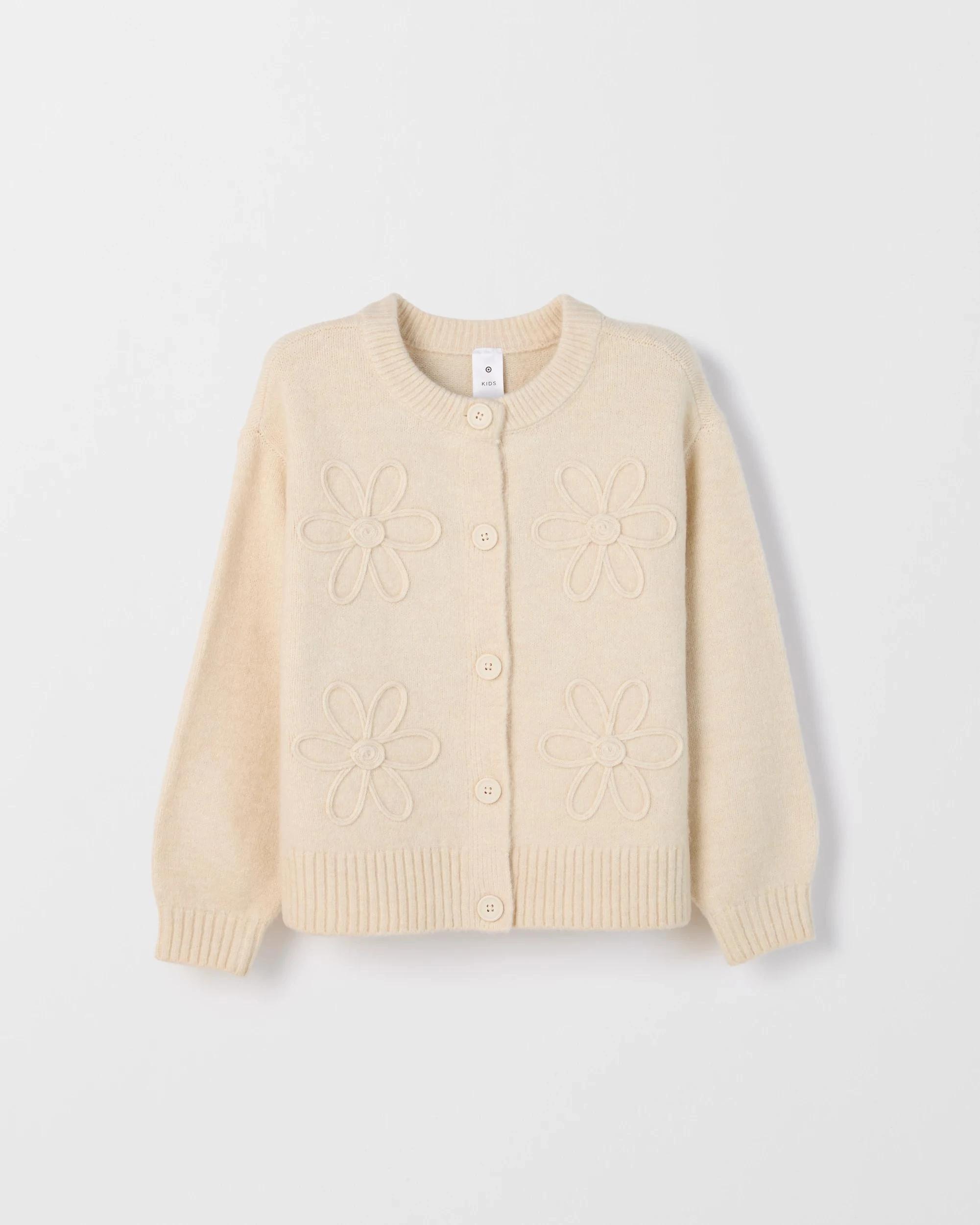 6 Target Kids Button Through Boxy Knit Cardigan CREAM, 6 of 7