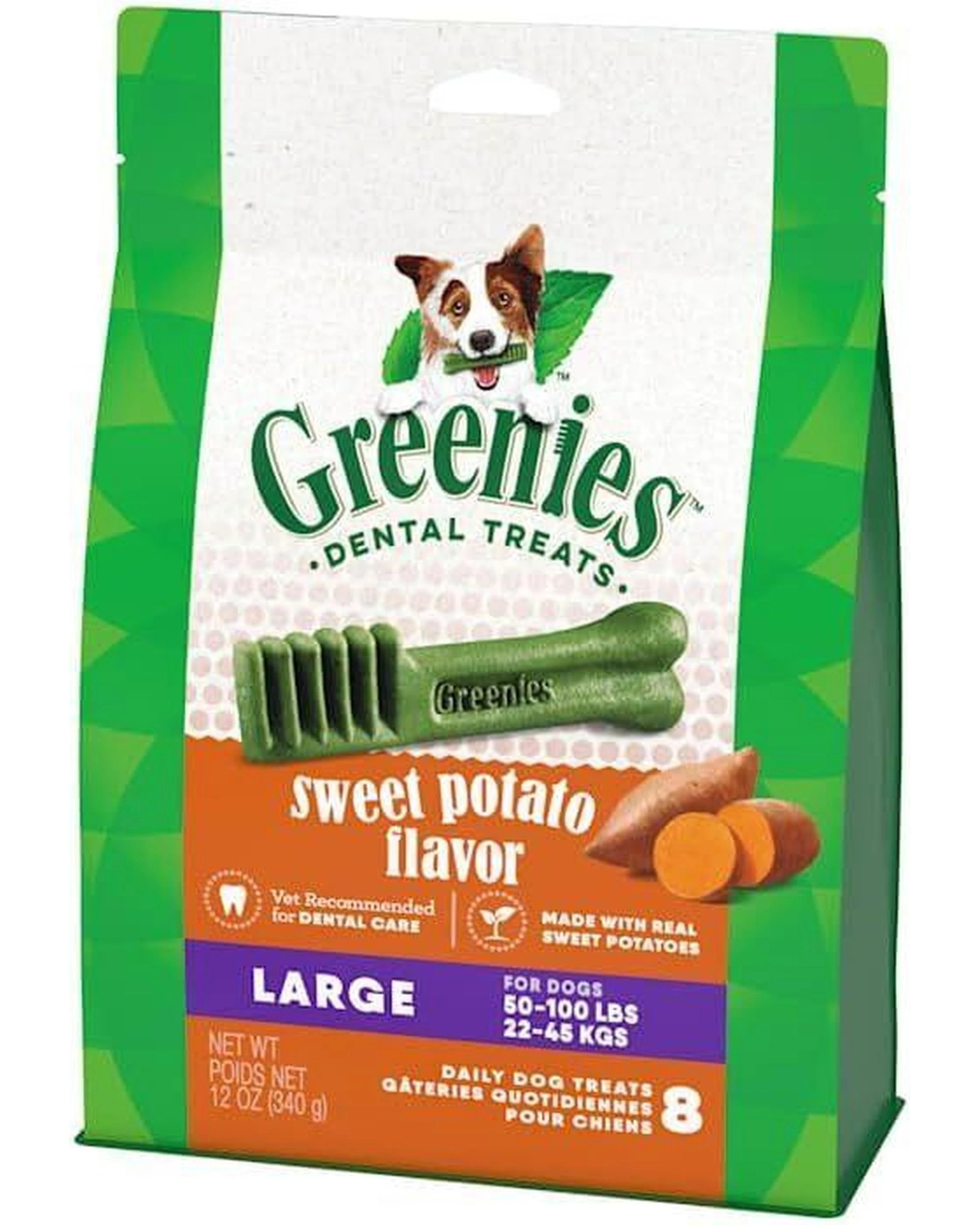 4 Greenies Dental Treats Sweet Potato for Large Dogs 22-45kg 340g, 4 of 9