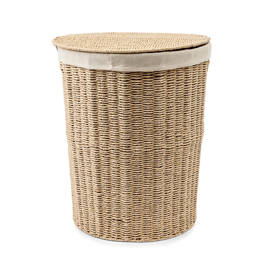 4 Round Paper Rope Hamper with Lid - Beige, 4 of 9